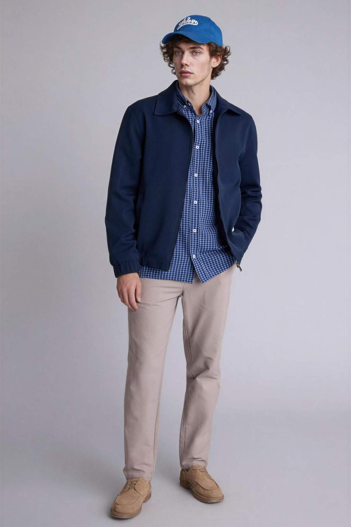 Regular Fit Polo Yaka Astarlı Fermuarlı Mont H4724AX26SP — سرمه‌ای — تصویر 2 از 5