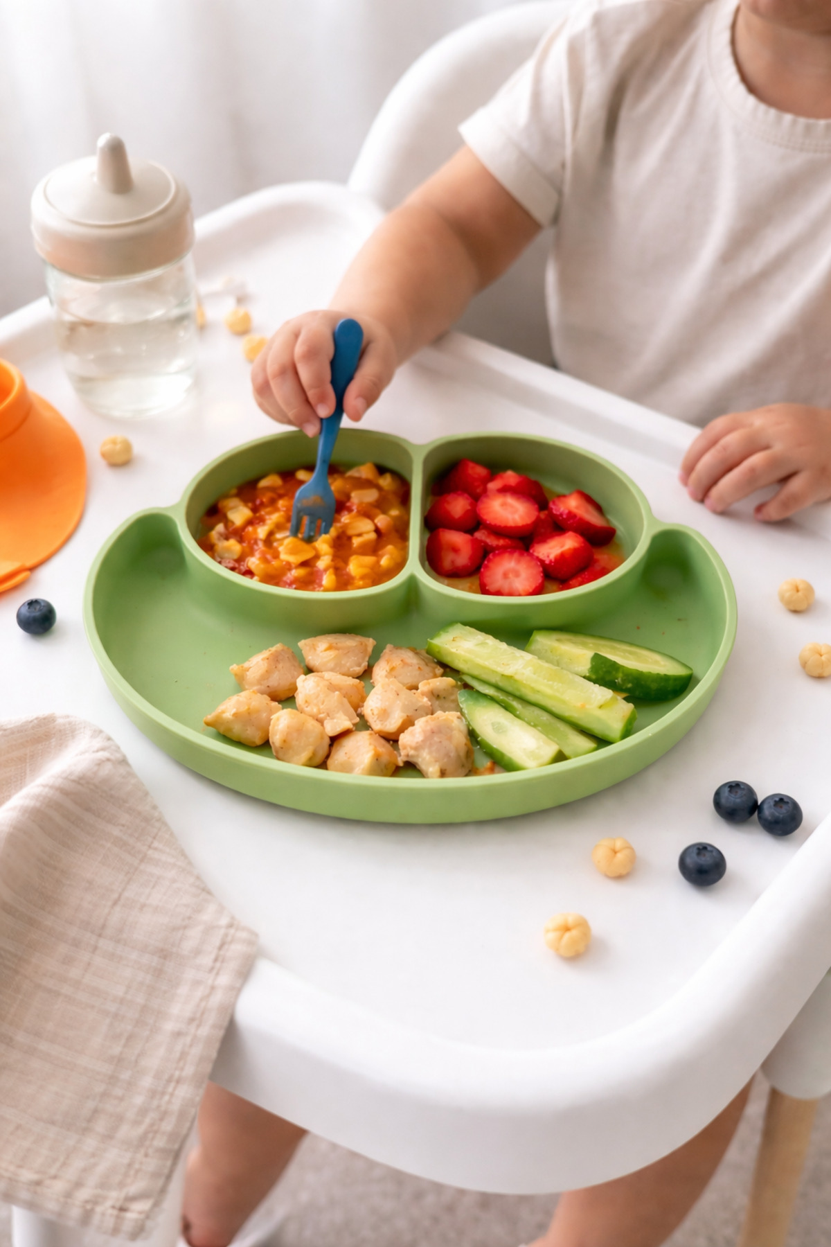 evolis kitchen 3adet Silikon Vakumlu Mama Tabağı Bardak Kaşık Seti (Açık Yeşil) fotoğrafı 4 (önizleme)