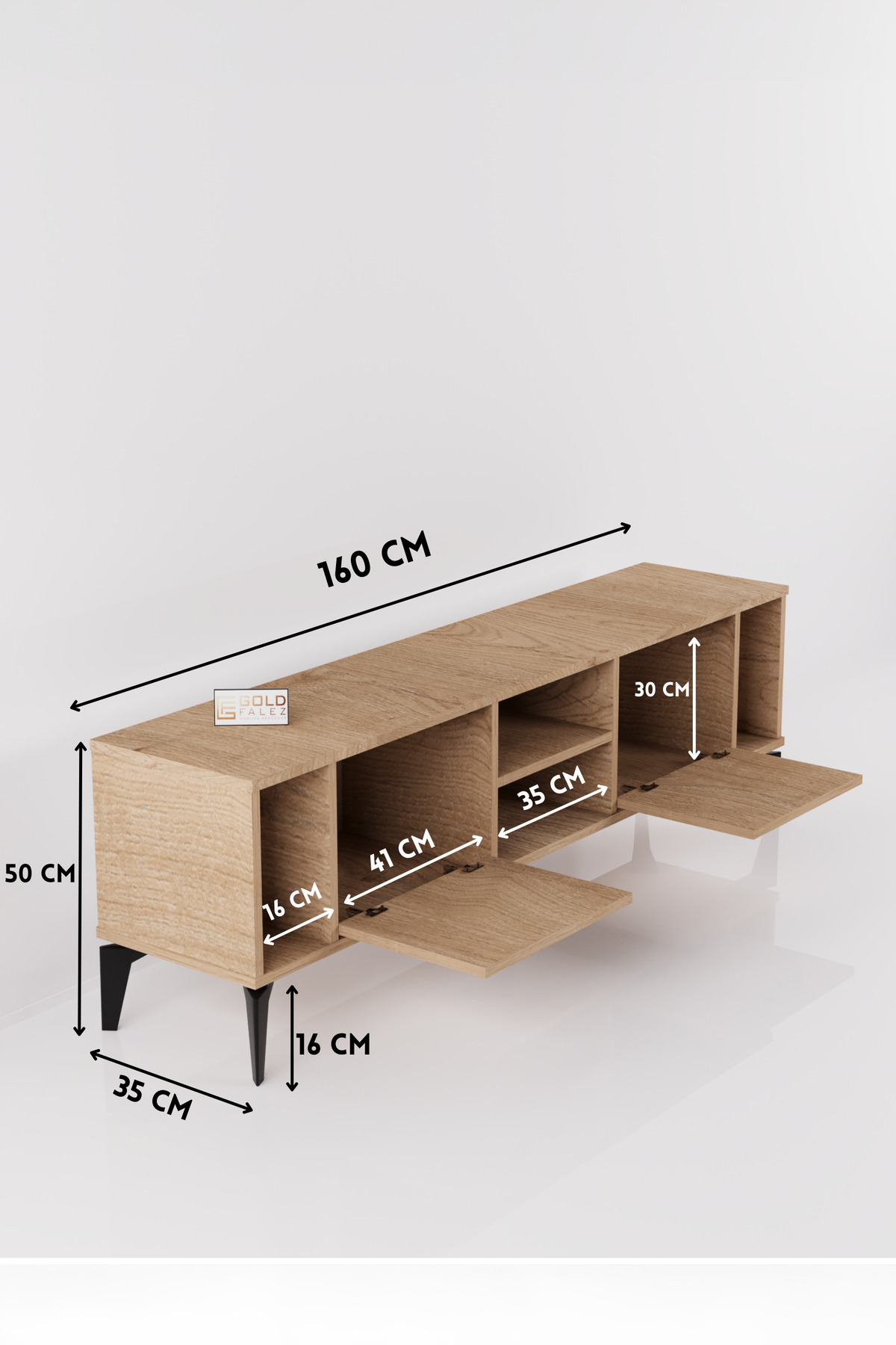Goldfalez Linya TV Sehpası Suntalam Bej 160x35 cm görsel 2