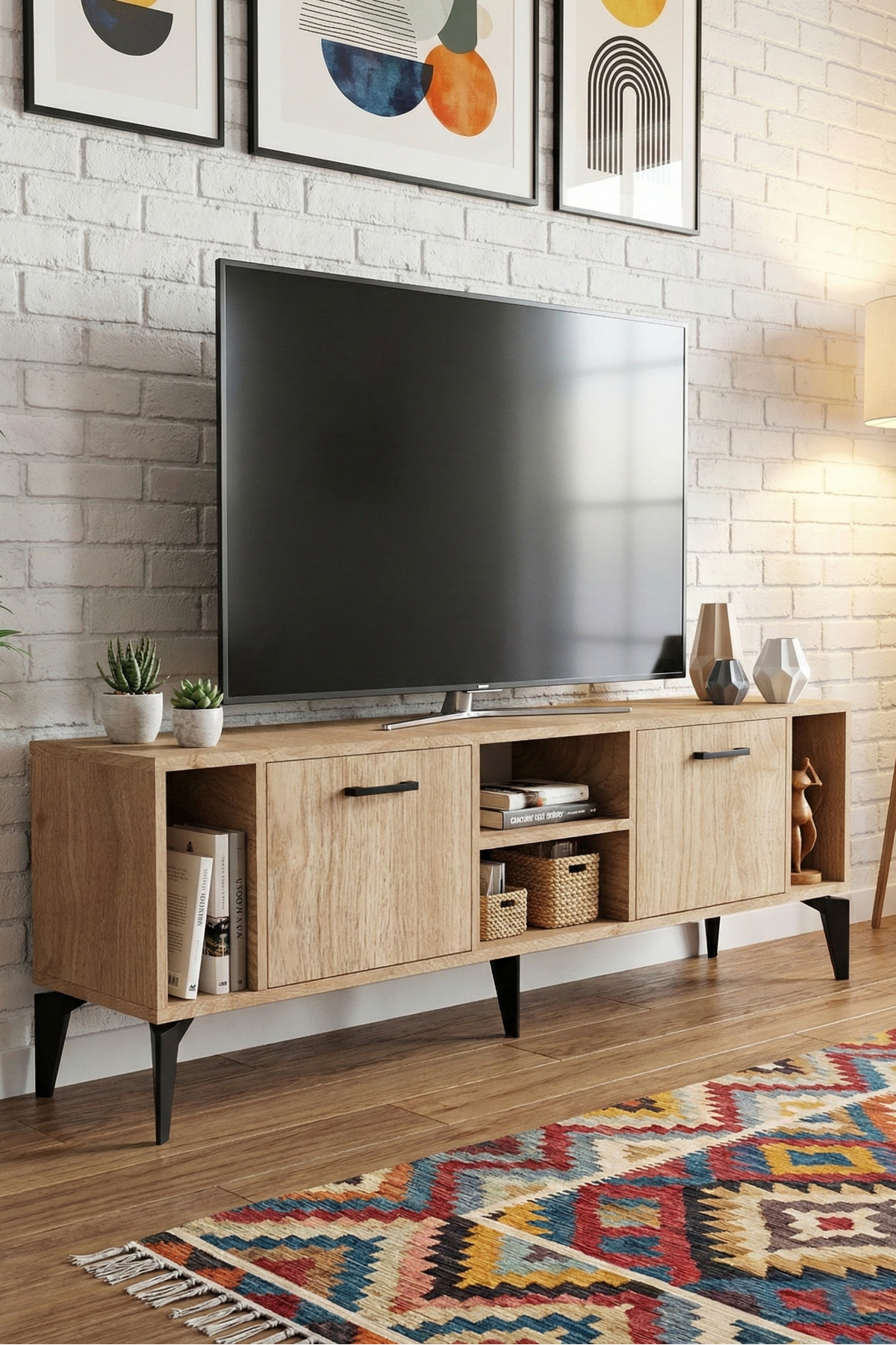 Goldfalez Linya TV Sehpası Suntalam Bej 160x35 cm görsel 5