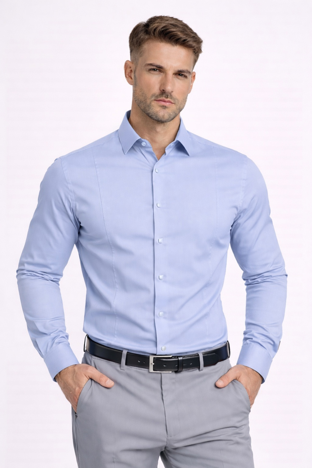 COLVIS MAN Men's Cotton Satin Slim Fit Long Sleeve Classic Office and Formal Wear Shirt