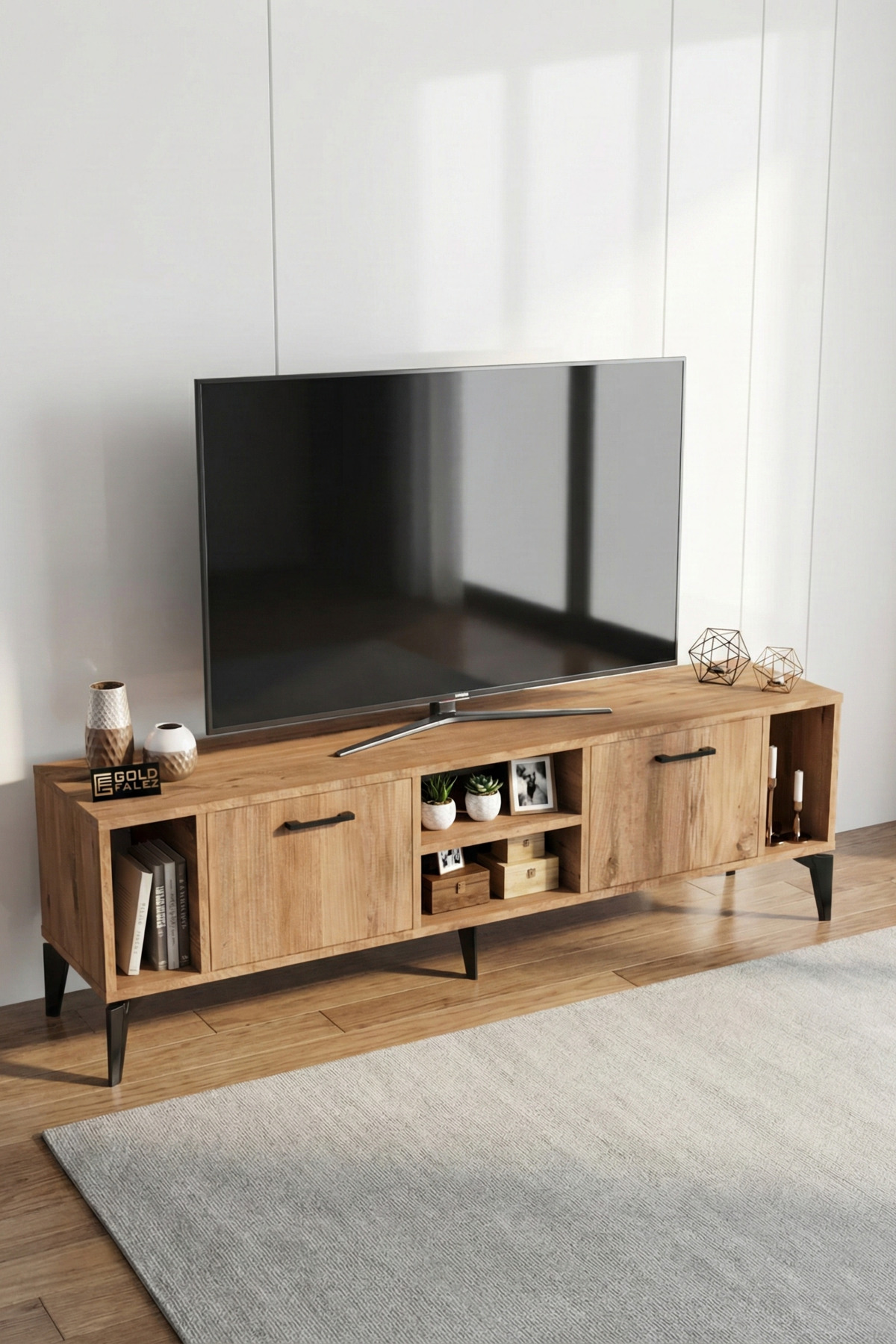 Goldfalez Linya TV Sehpası Çok Renkli 160x35 cm görsel 5