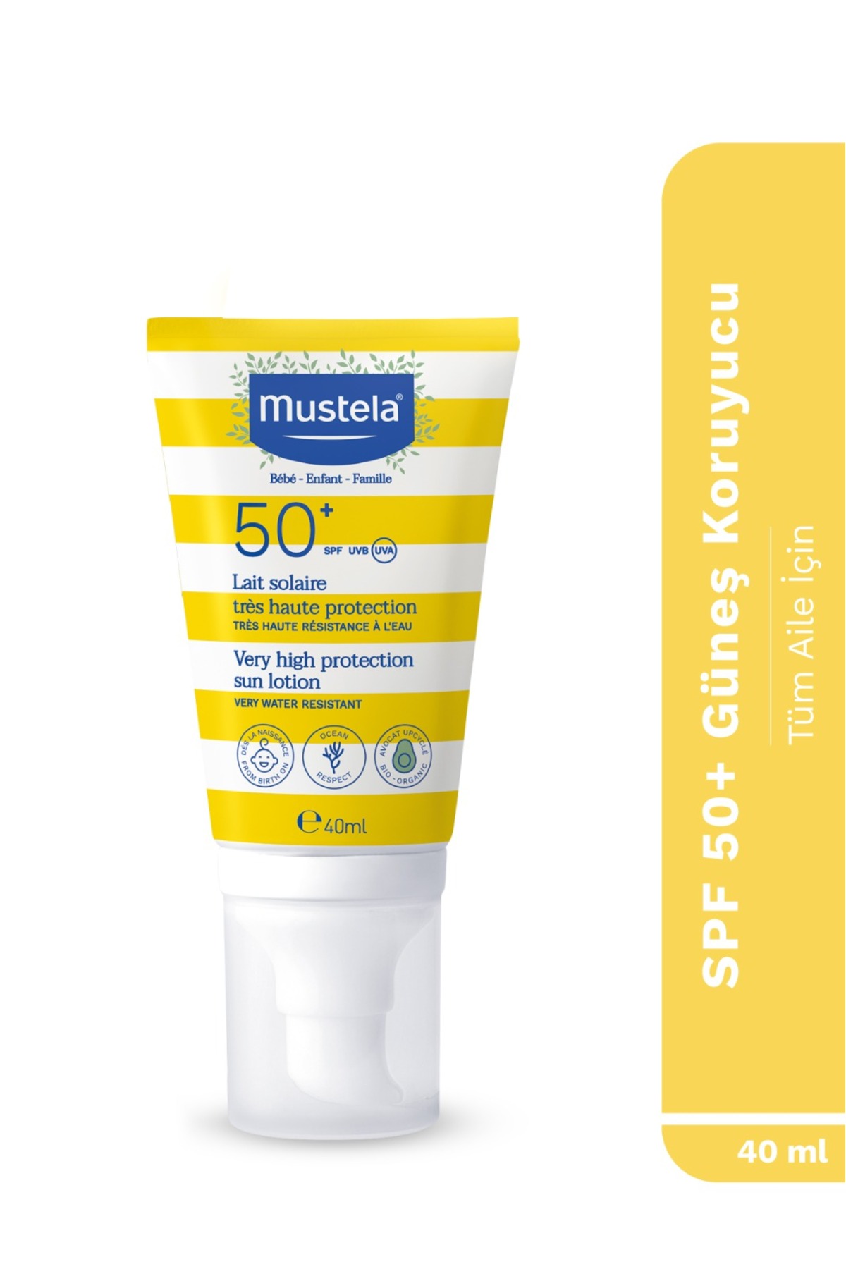 Mustela Bebek Çocuk Yetişkin İçin Cilt Bariyerini Destekleyici ve Nemlendirici SPF 50+ Güneş Losyonu 40ml — 576456MSTL