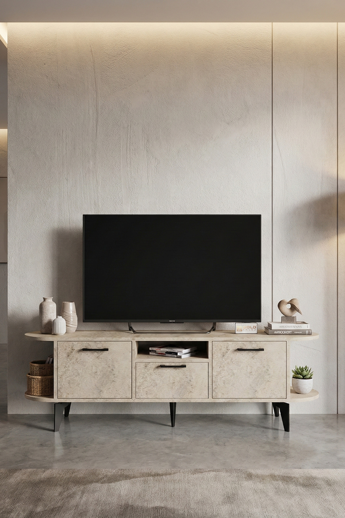 Goldfalez Mira TV Sehpası Suntalam Ekru 160x35 cm