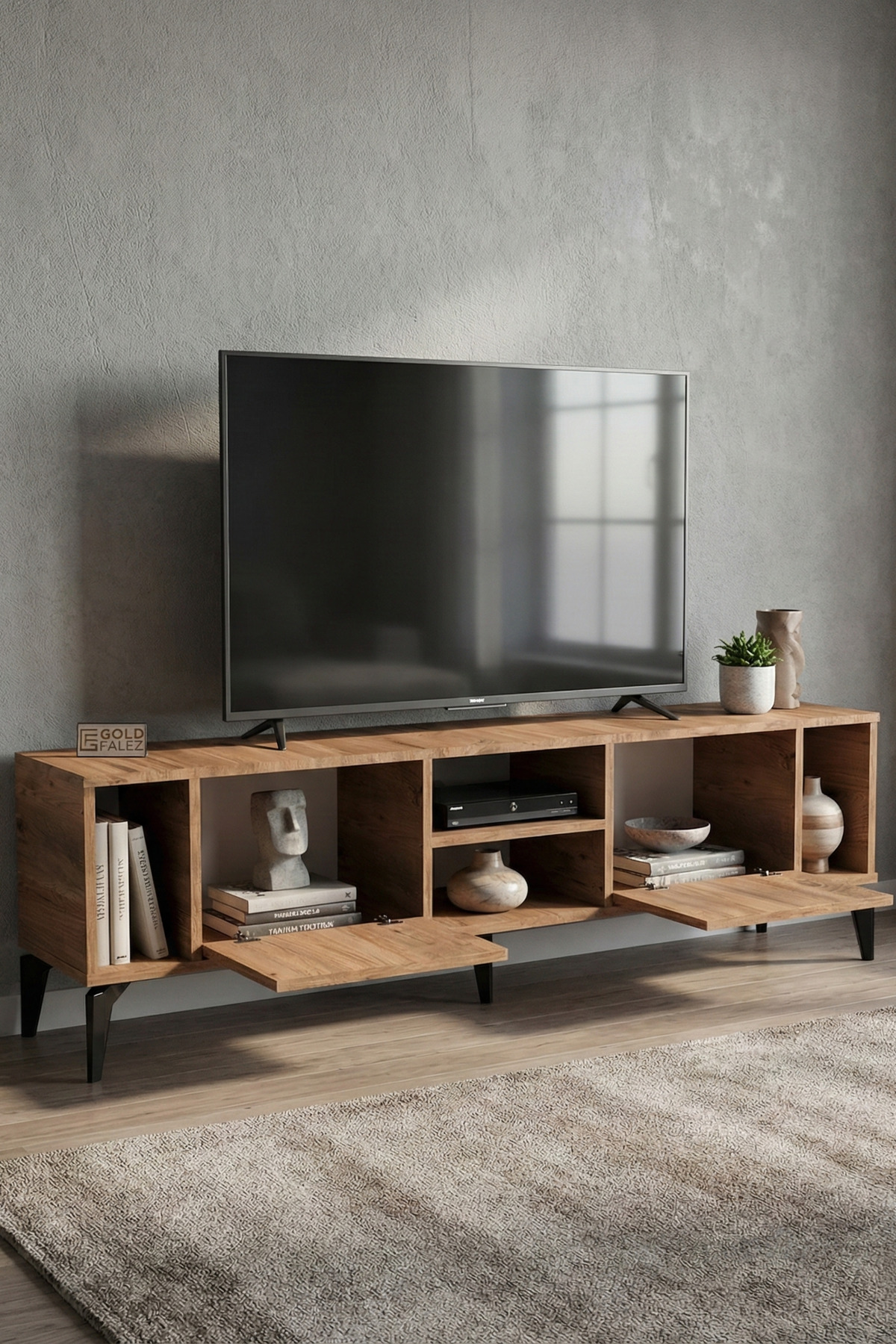 Goldfalez Linya TV Sehpası Çok Renkli 160x35 cm görsel 3