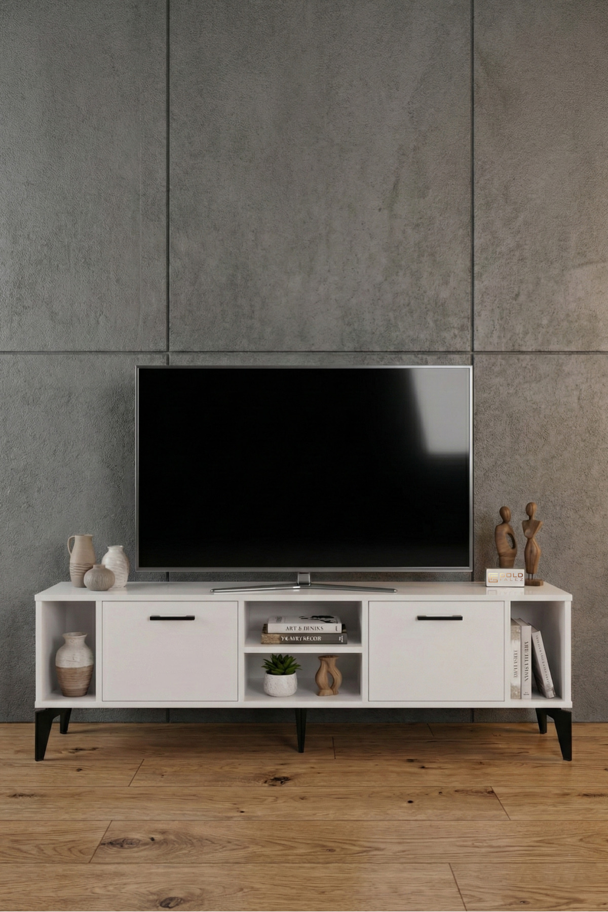 Goldfalez Linya TV Sehpası Suntalam Beyaz 160x35 cm