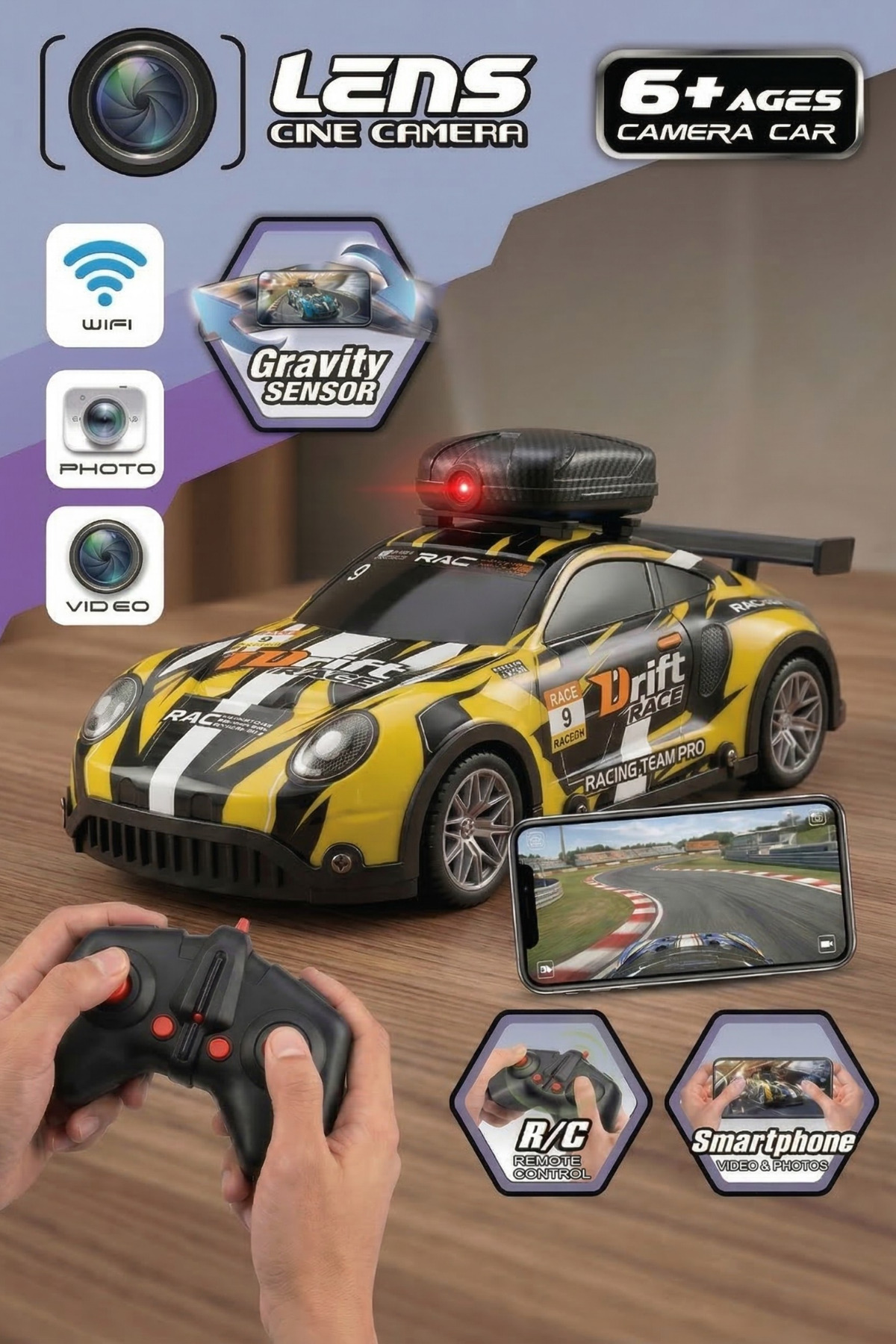 TUENGİ STORE Wi-Fi Kameralı Uzaktan Kumandalı Drift Araba - Kırılmaz Esnek Gövdeli Telefon Kontrollü Şarjlı Araba fotoğrafı 2 (önizleme)