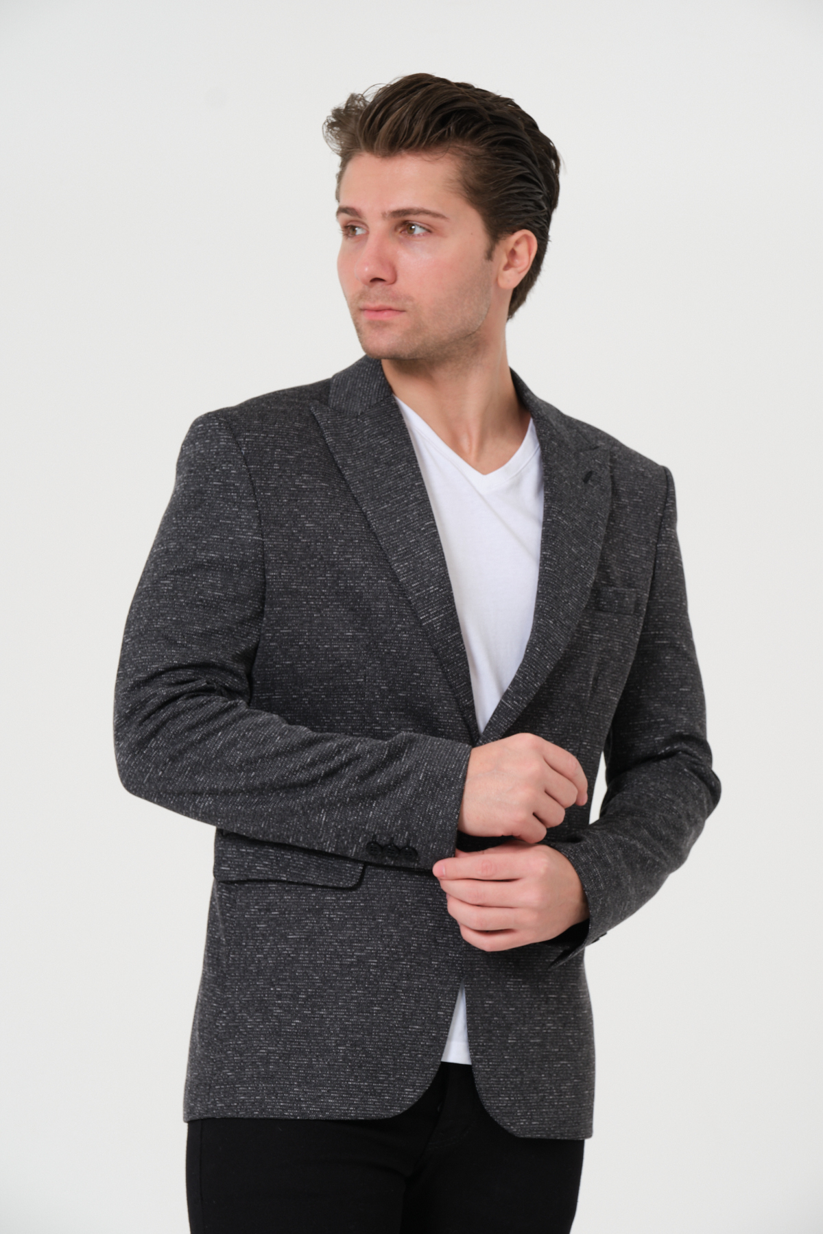 Bonesti  Erkek Slim Fit Blazer Ceket Antrasit Kırçıllı - Görsel 4