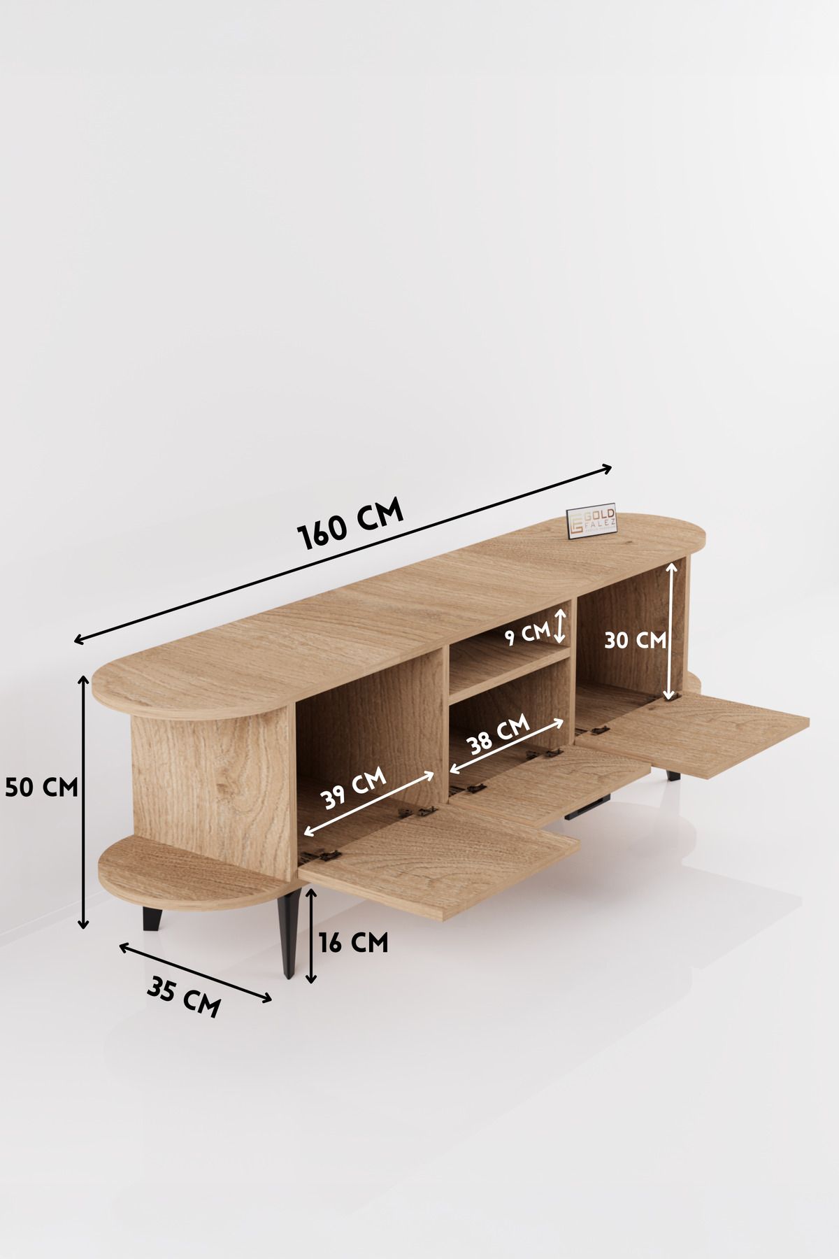 Goldfalez Mira TV Sehpası Suntalam Bej 160x35 cm görsel 5