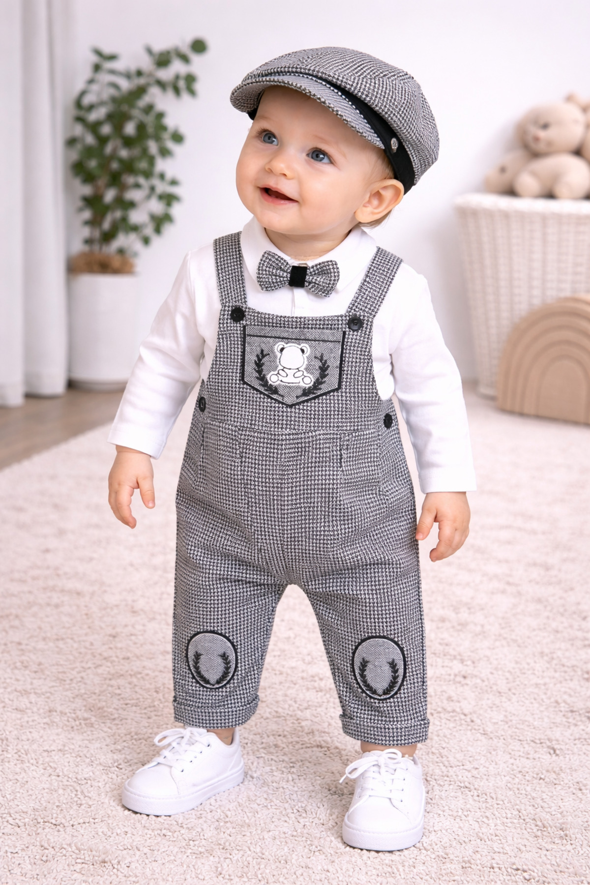 Momivi Kids Erkek Bebek Klasik Kesim Kasketli Jile Seti Mevlit ve Doğum Günü ve Özel Gün Kombini fotoğrafı 3 (önizleme)