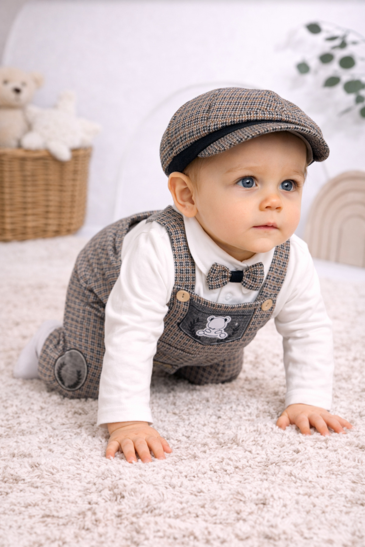 Momivi Kids Erkek Bebek Klasik Kesim Kasketli Jile Seti Mevlit ve Doğum Günü ve Özel Gün Kombini fotoğrafı 3 (önizleme)