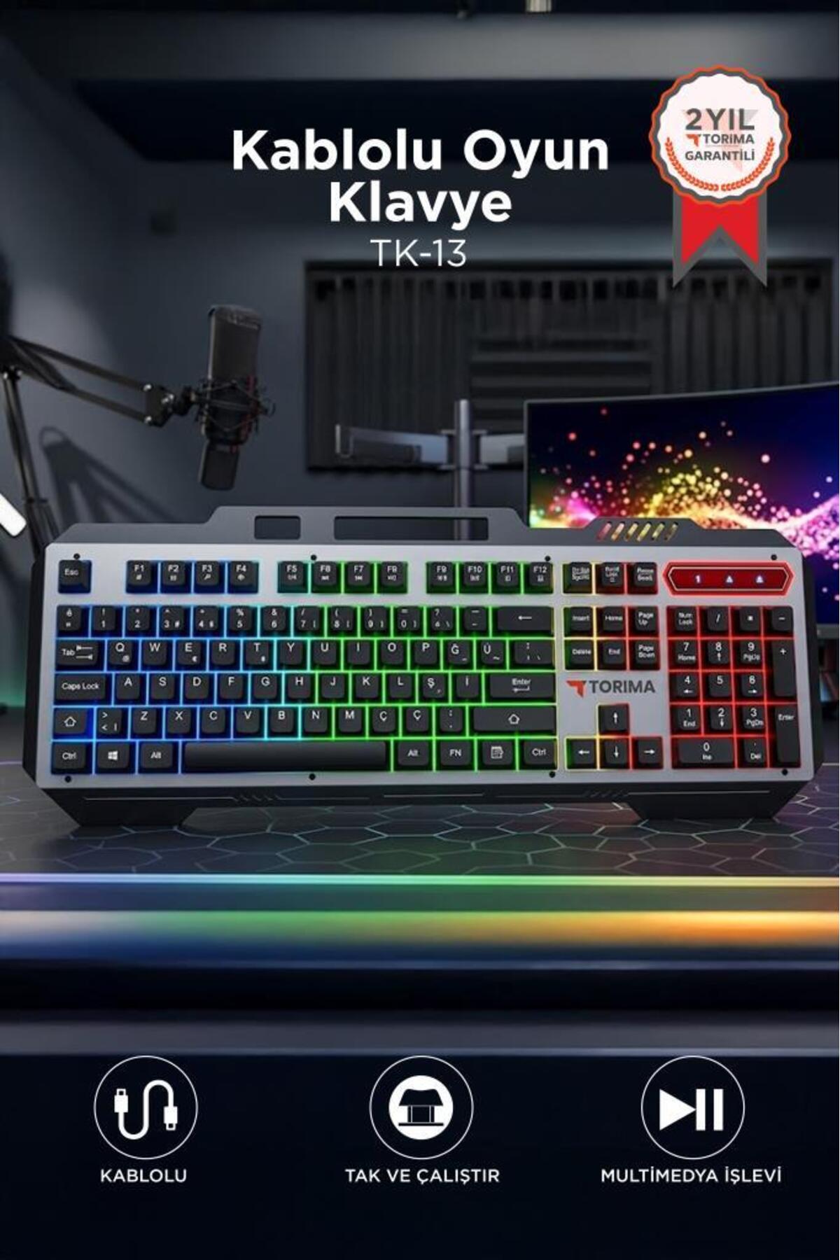 Torima Oyuncu Klavyesi Rgb Işıklı Mekanik Ergonomik Kablolu Klavye