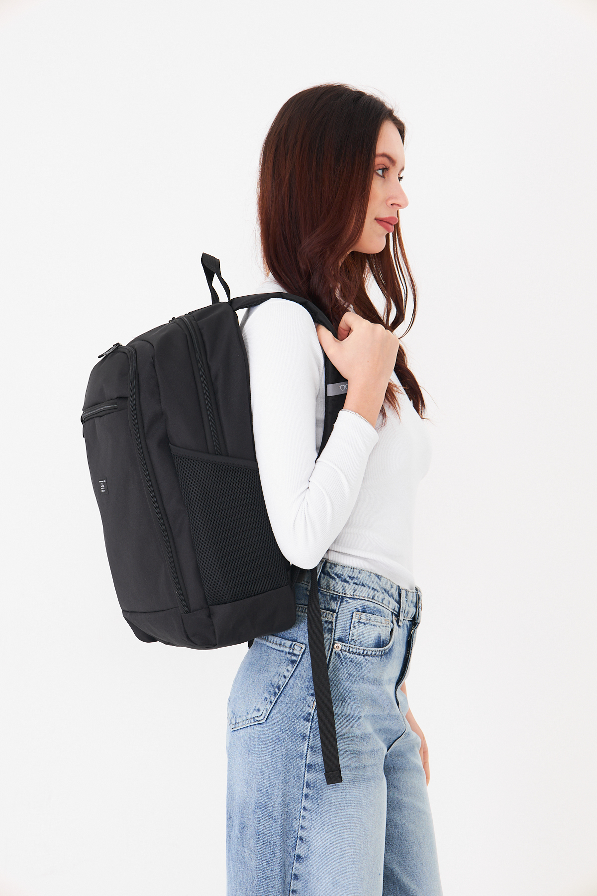 Superbag Su Geçirmez Siyah Sırt Çantası 3 Bölmeli | Günlük Okul Seyahat Laptop Çantası Unisex görsel 3