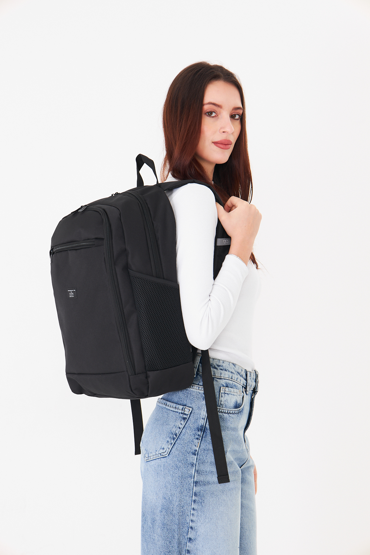 Superbag Su Geçirmez Siyah Sırt Çantası 3 Bölmeli | Günlük Okul Seyahat Laptop Çantası Unisex görsel 2