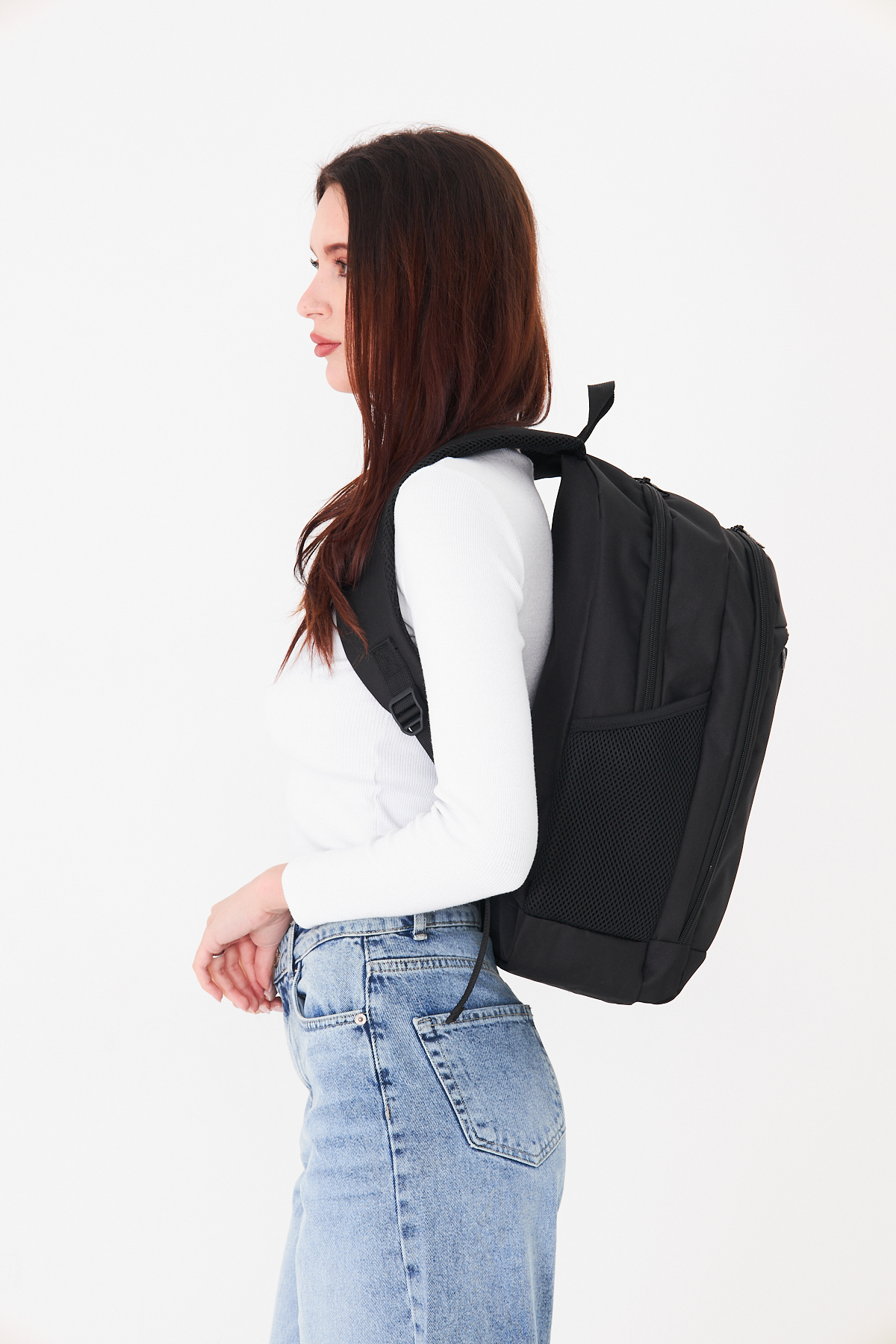 Superbag Su Geçirmez Siyah Sırt Çantası 3 Bölmeli | Günlük Okul Seyahat Laptop Çantası Unisex görsel 5