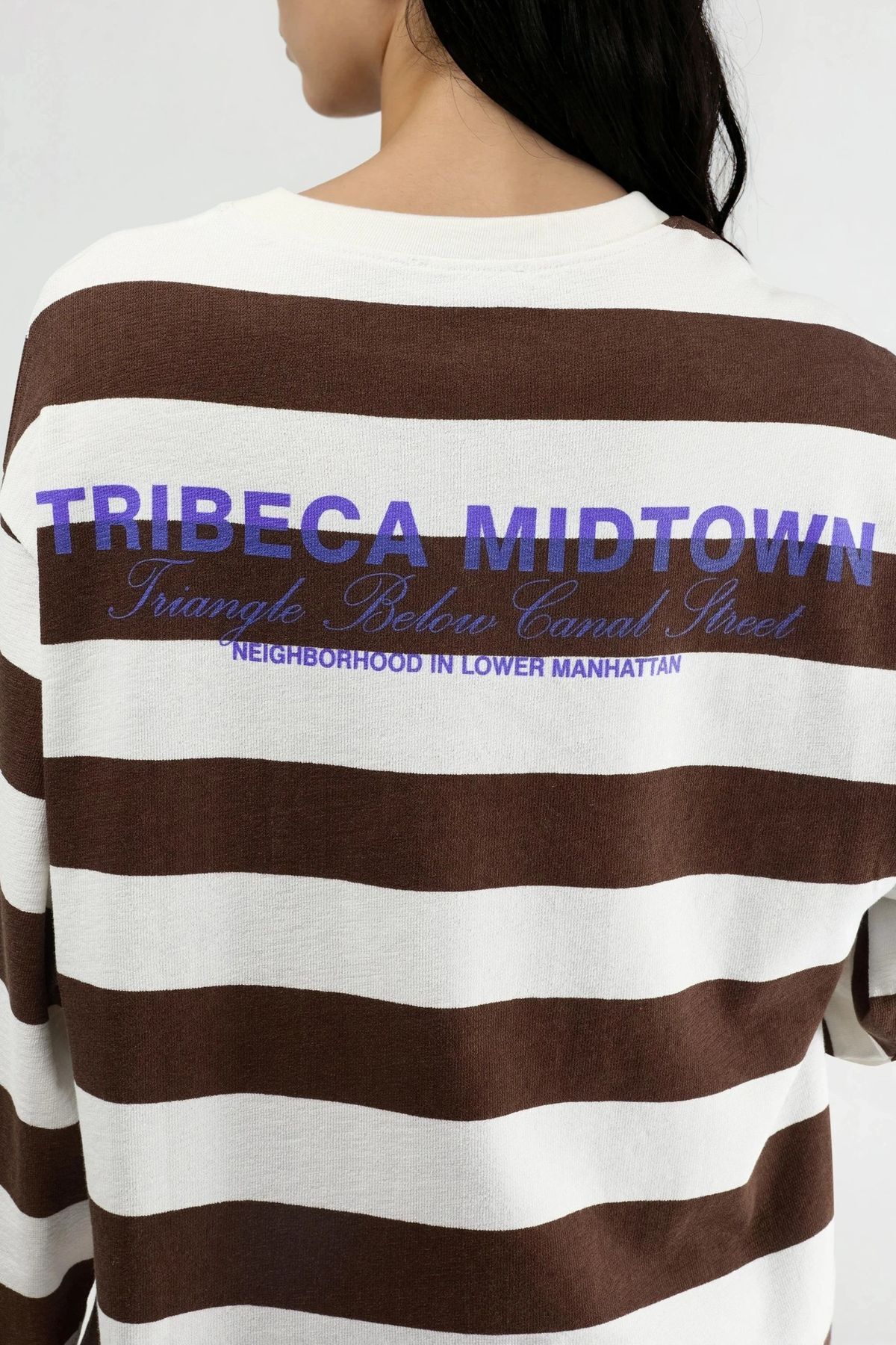 Hiccup BUSEM Oversize Çizgili Bisiklet Yaka Sweatshirt görsel 6
