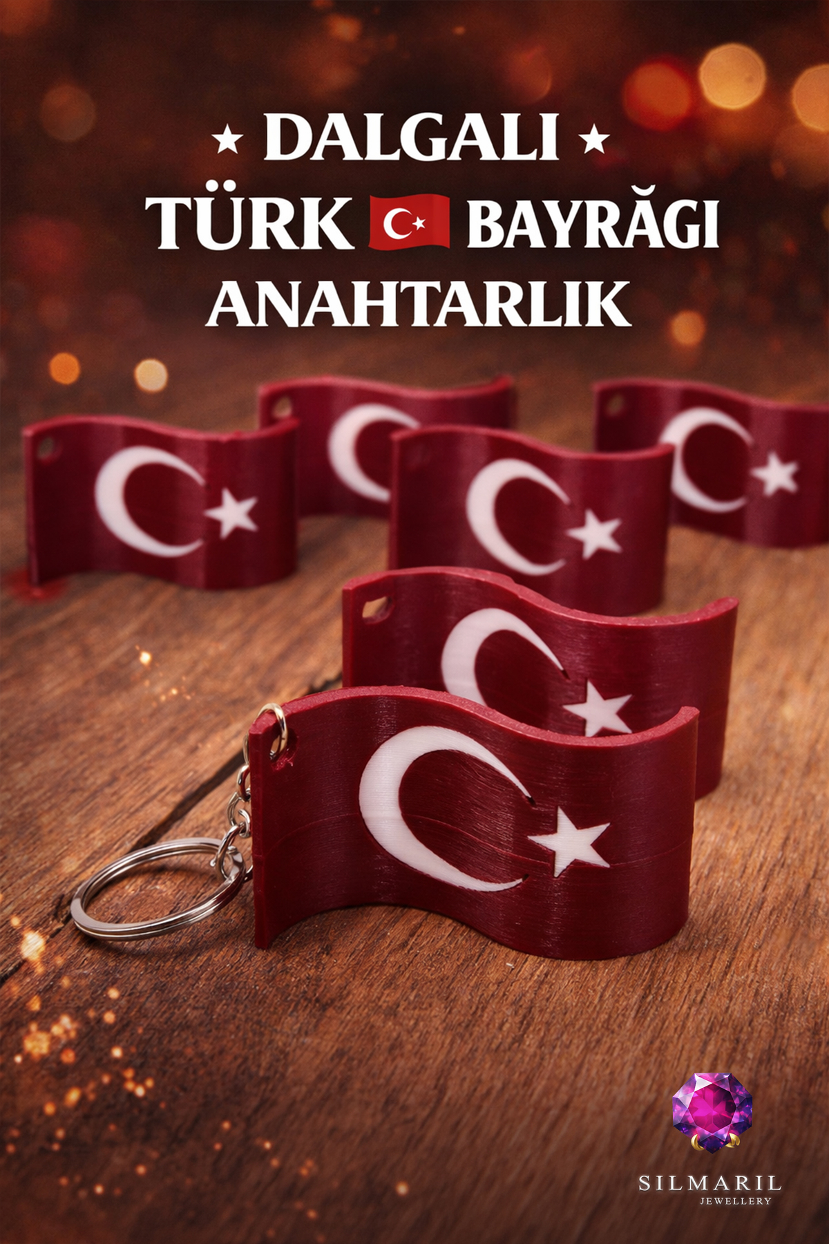 6'lı Türk Bayrağı Ayyıldız Anahtarlık Dalgalı Tasarım Hediyelik Çanta Süsü Bag Charm Türkiye Temalı — Silmaril Store — Anahtarlık (7)