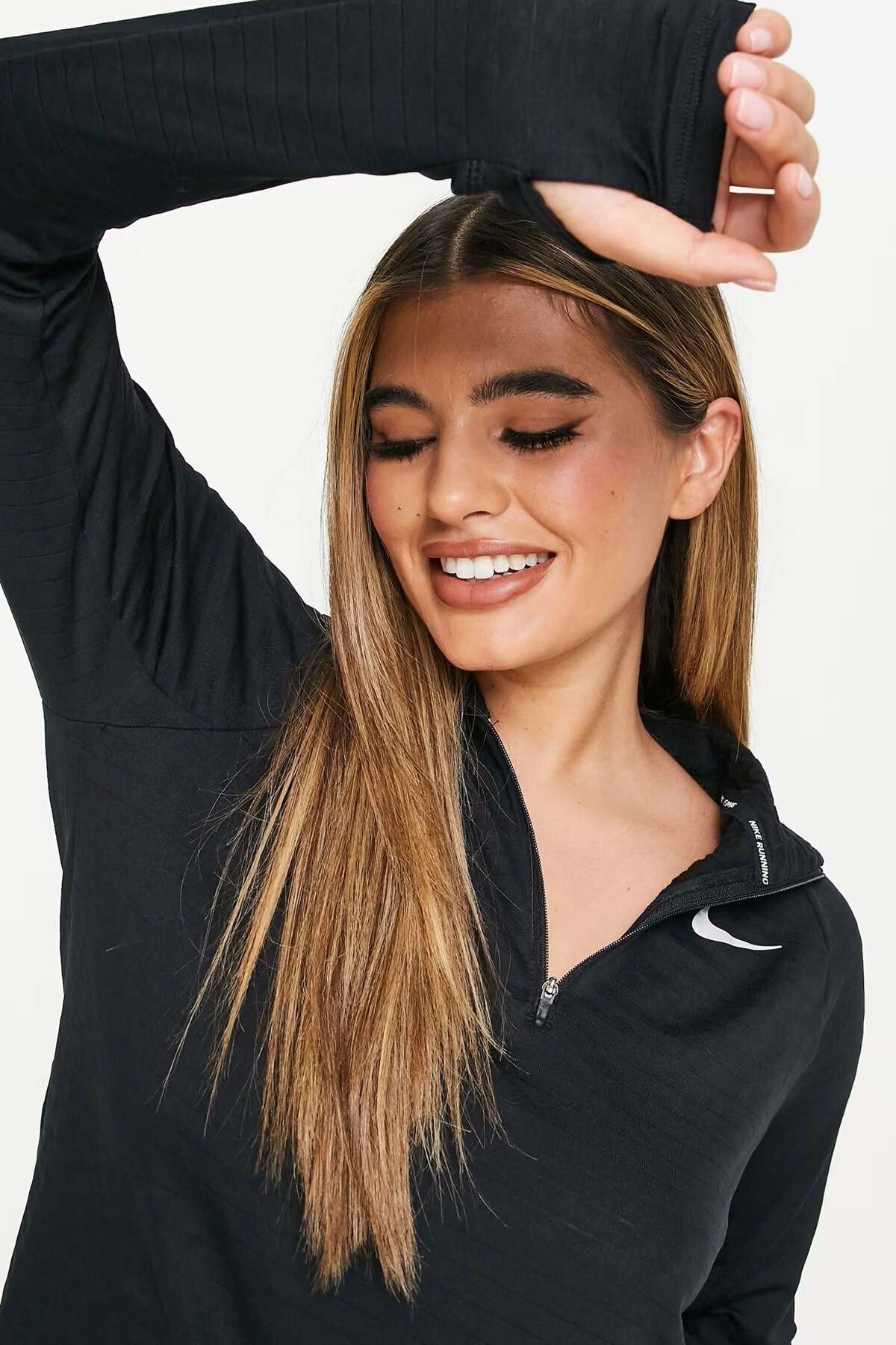 Nike Terma Fit Element 1/2 Zip Running Yarım Fermuarlı Yan Cepli Kadın Koşu Sweatshirt Siyah görsel 3