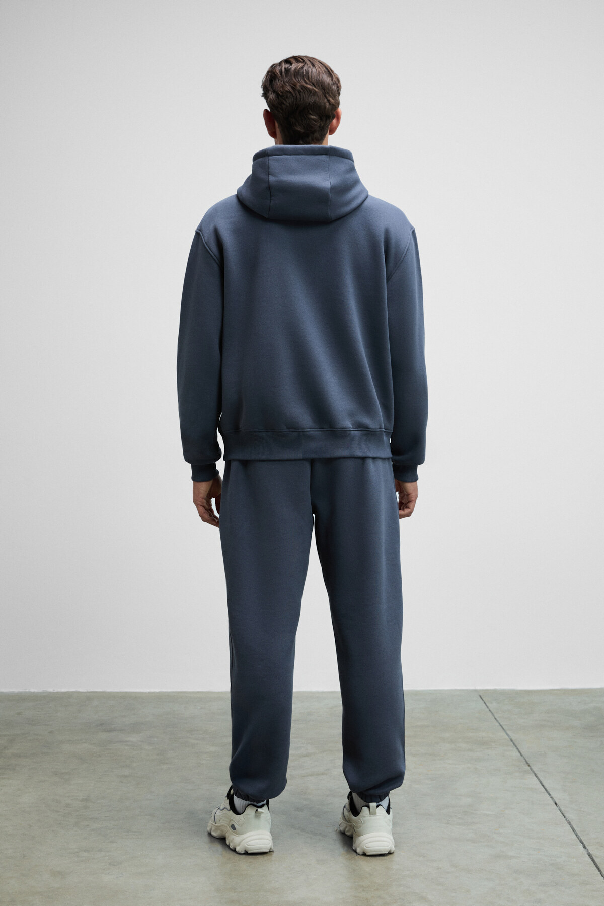 GRIMELANGE SCARN Erkek Pamuklu İçi Polarlı Nakışlı Kapüşonlu Relaxed Koyu Gri Sweatshirt görsel 5