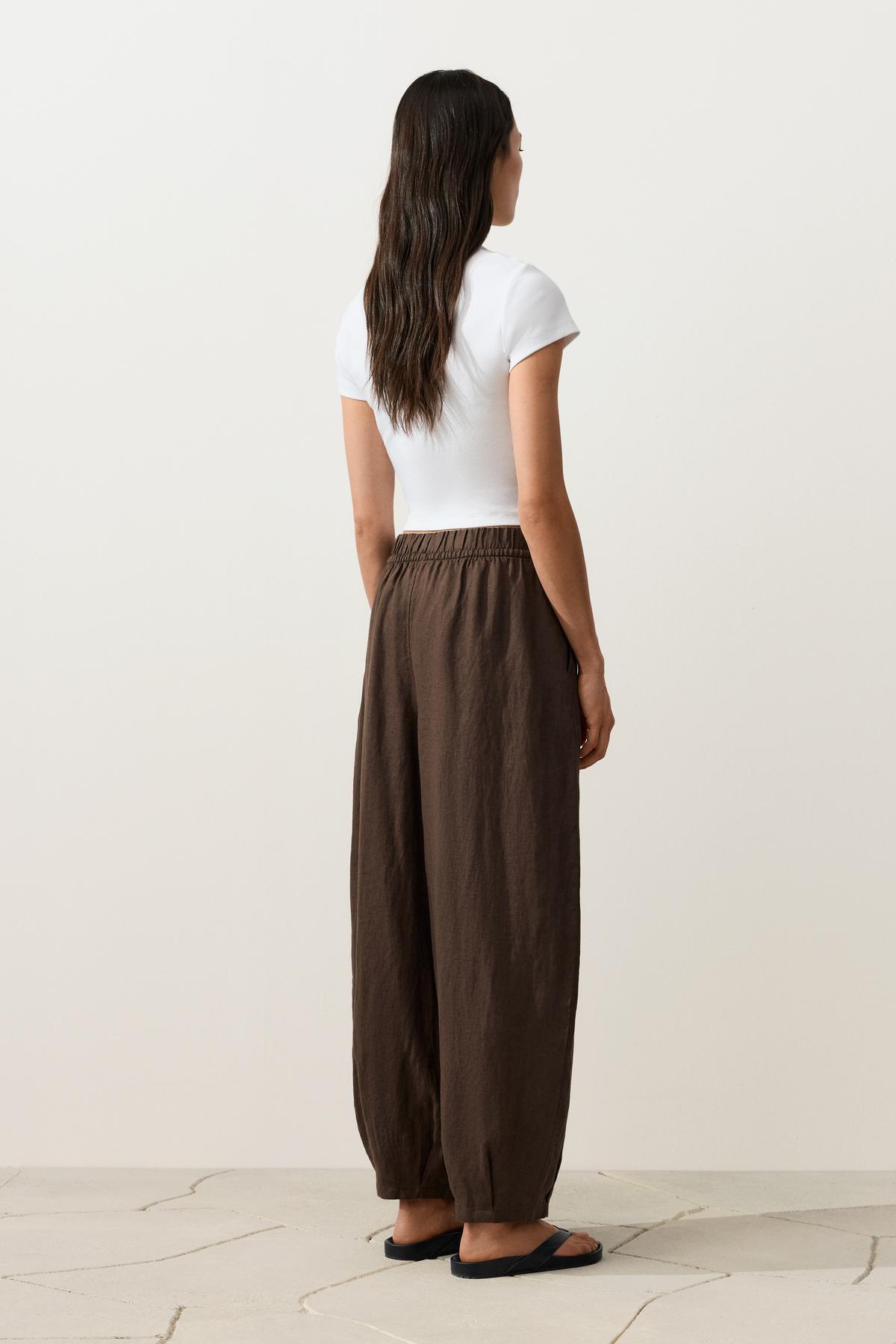 Oysho  %100 keten Balloon pantolon - Görsel 6