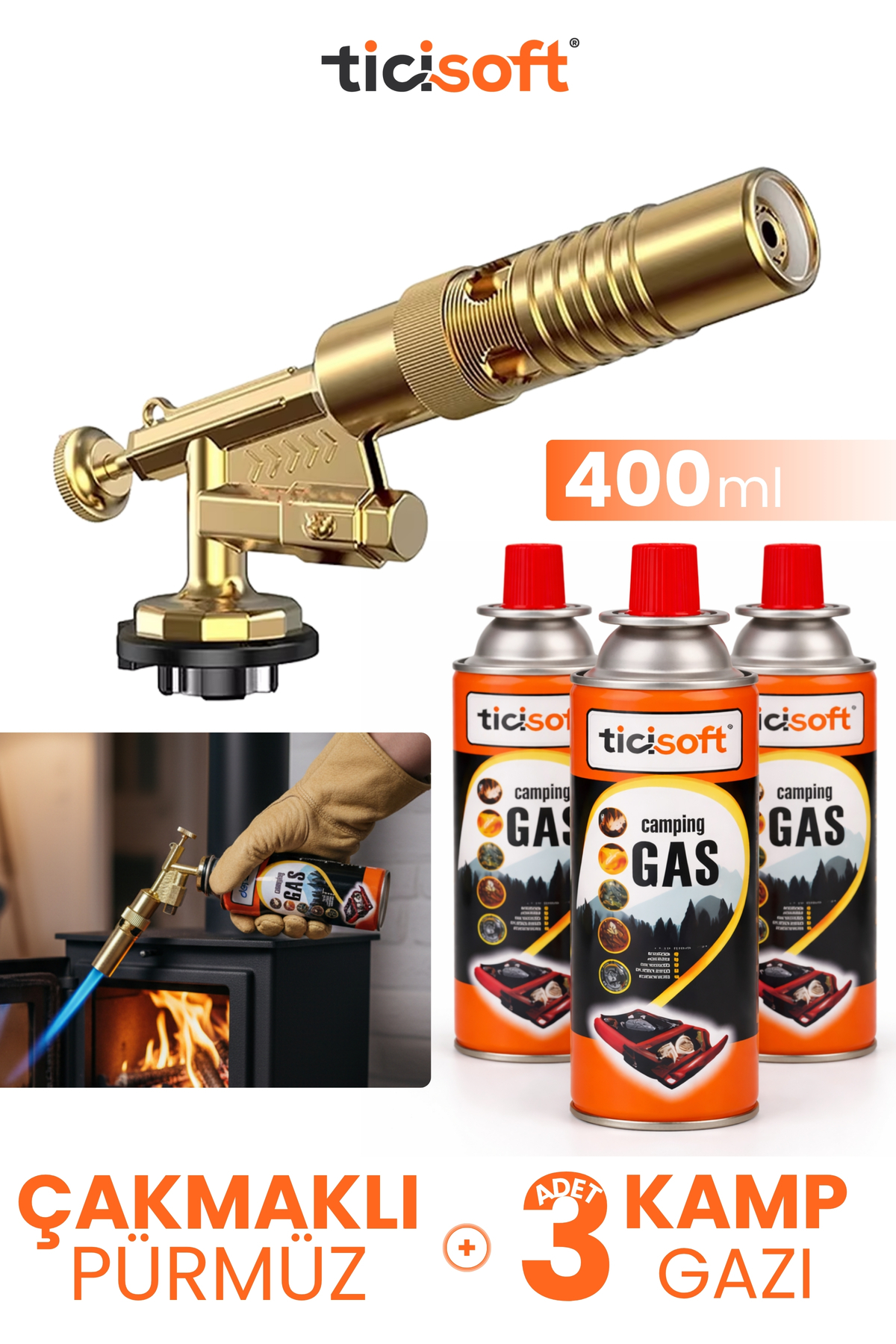 Ticisoft Çakmaklı Pürmüz 1300° Gazlı Torch Jet Metal Alev