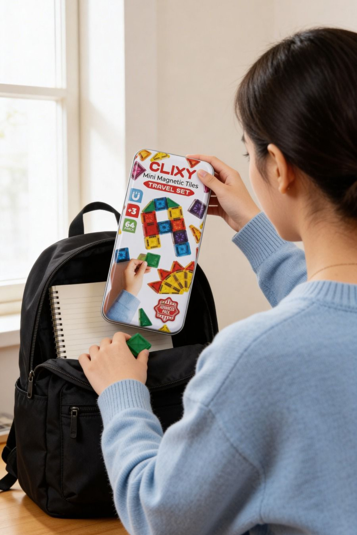 giffy Manyetik Yapı Blokları - 64 Parça Seyahat Tipi Mini Bloklar Metal Saklama Kutulu Çanta Boy Renkli fotoğrafı 5 (önizleme)