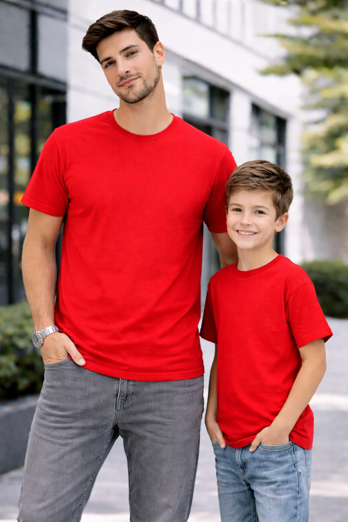 VODEXA Baba Ünisex Çocuk Kombin Oversize Tişört Twin T-Shirt BABA