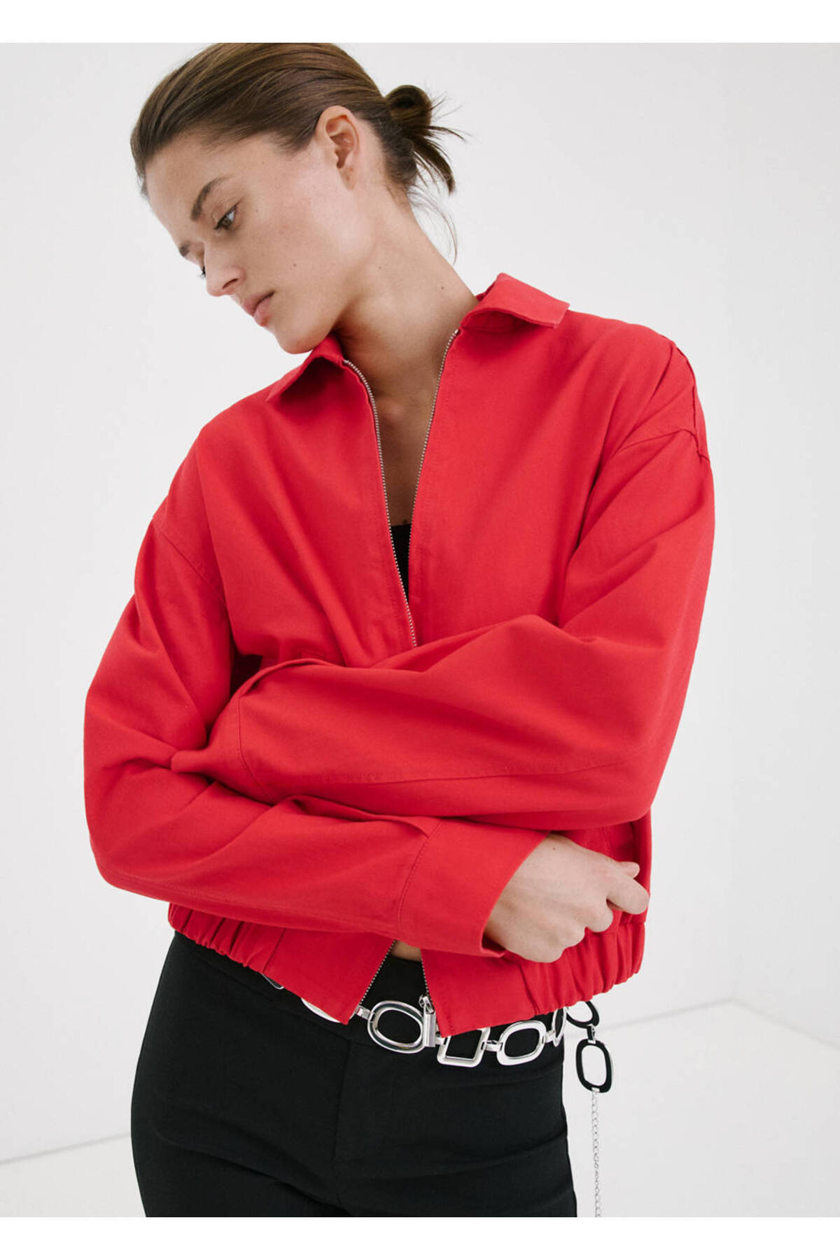 MANGO  Gömlek yakalı bomber ceket