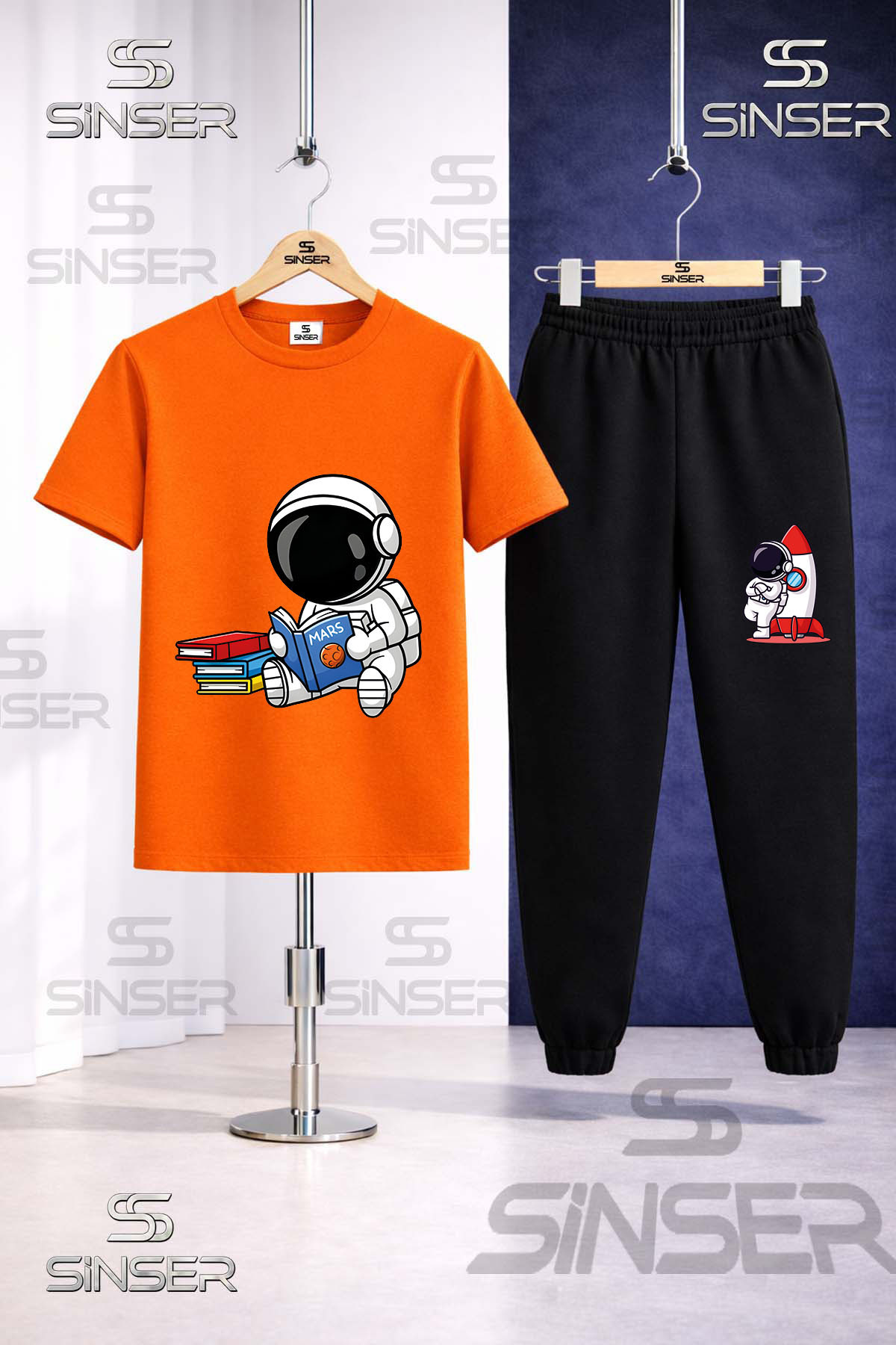 SS SİNSER Çocuk ASTRONOT KITAP OKUYAN 3 Lü Tişort Eşofman Takımı fotoğrafı 3 (önizleme)