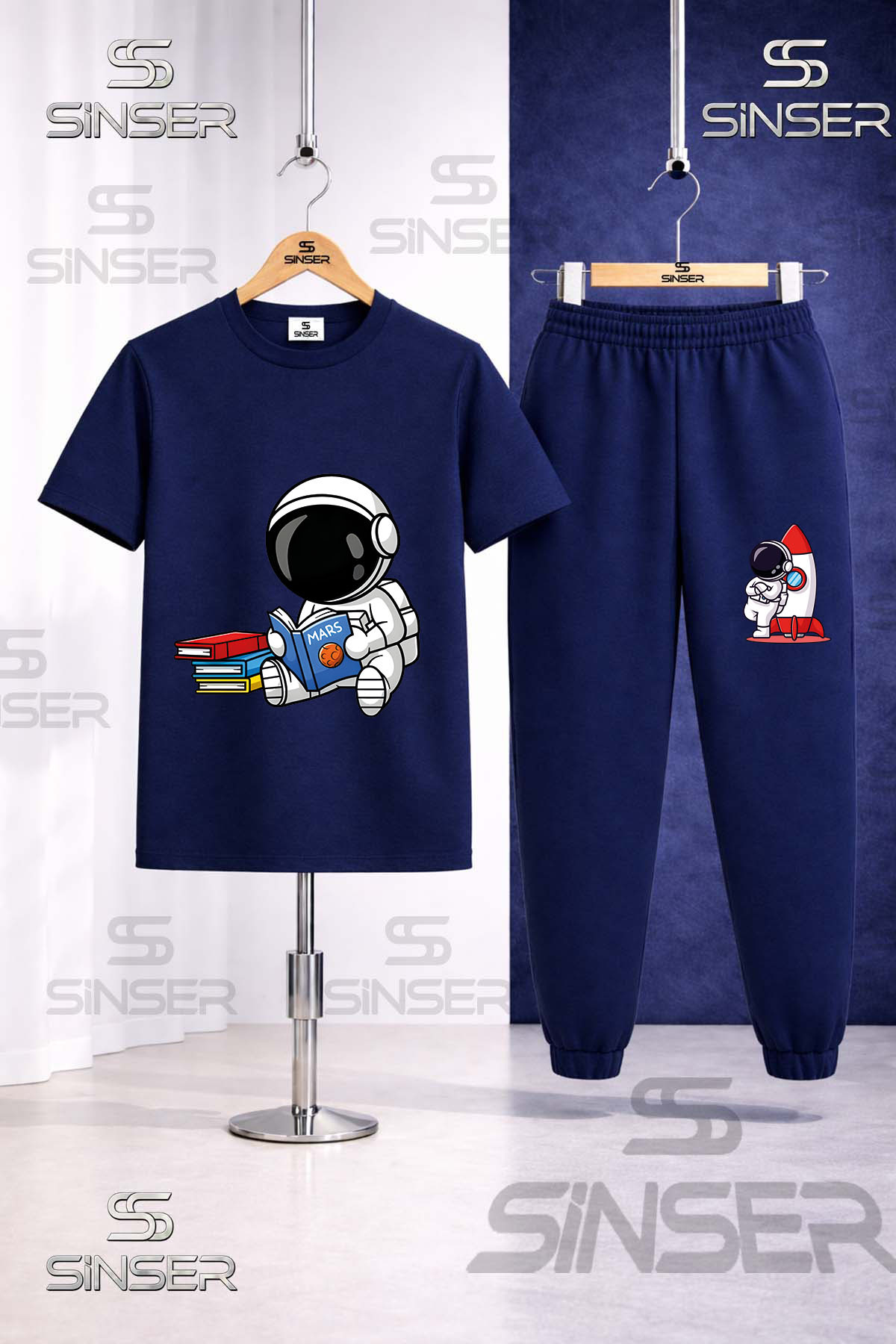 SS SİNSER Çocuk ASTRONOT KITAP OKUYAN 3 Lü Tişort Eşofman Takımı fotoğrafı 4 (önizleme)