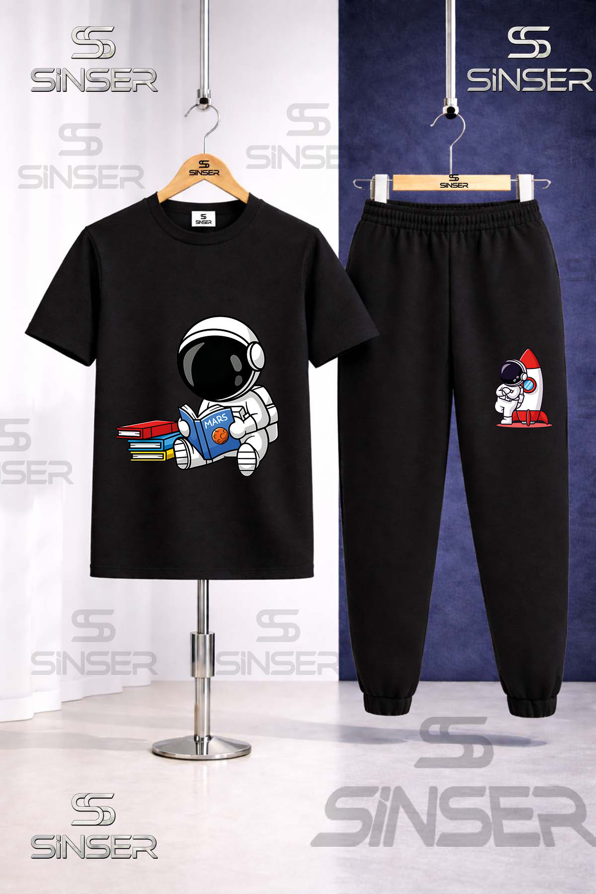 SS SİNSER Çocuk ASTRONOT KITAP OKUYAN 3 Lü Tişort Eşofman Takımı fotoğrafı 2 (önizleme)
