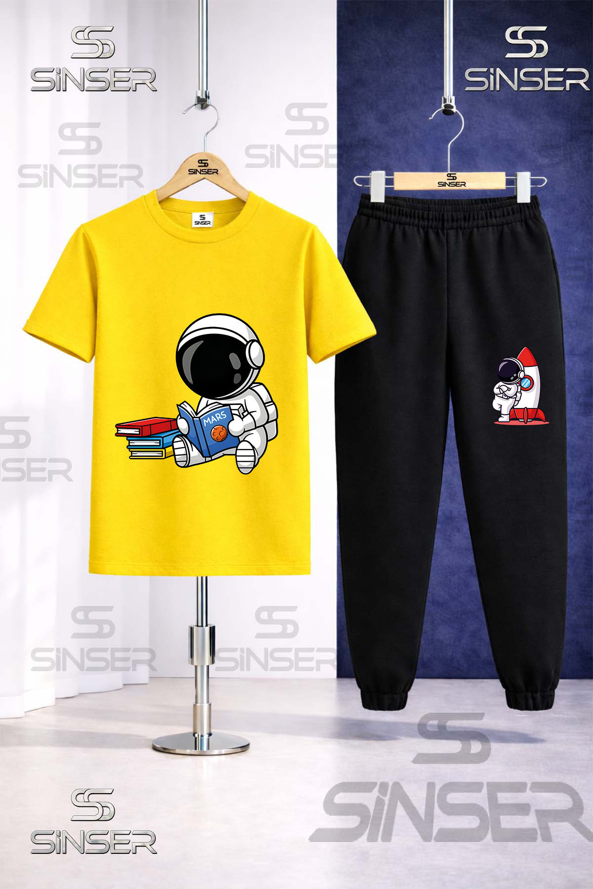 SS SİNSER Çocuk ASTRONOT KITAP OKUYAN 3 Lü Tişort Eşofman Takımı fotoğrafı 4 (önizleme)