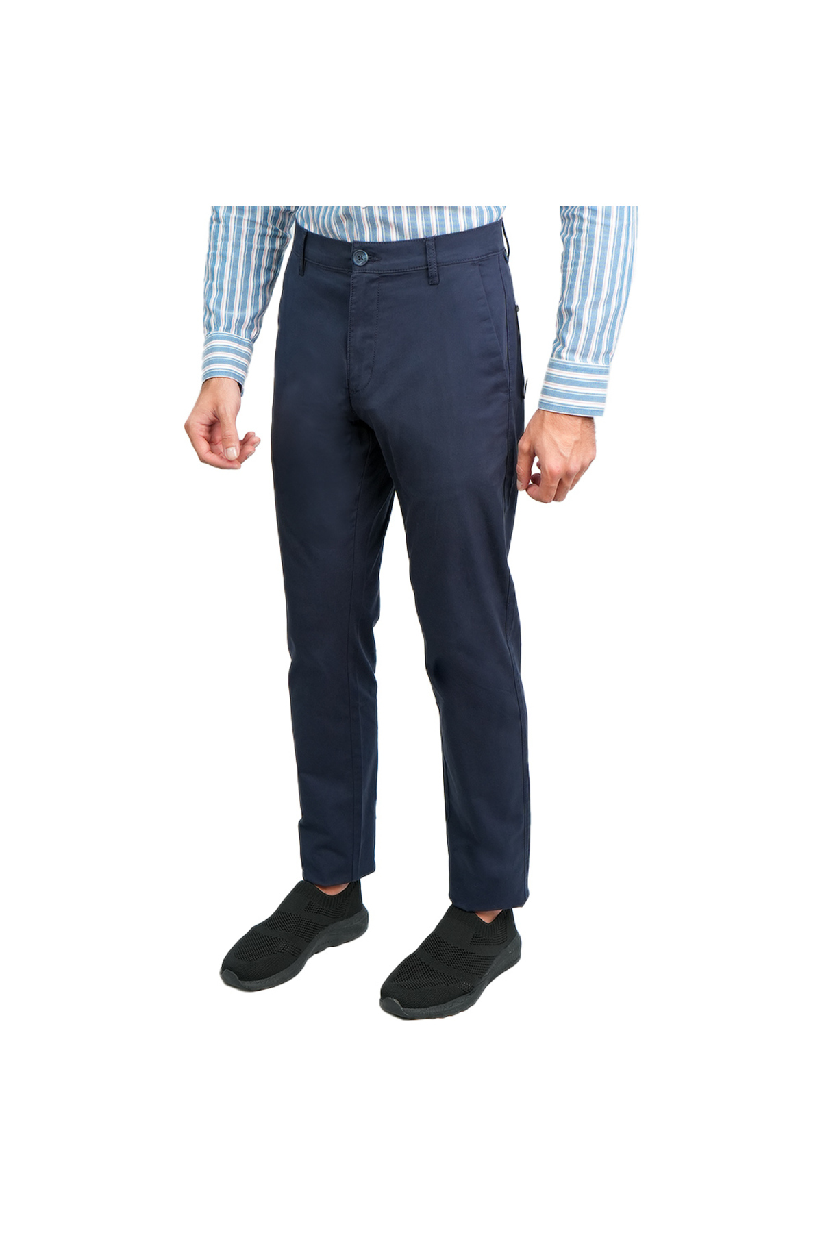 Giordano Men’s Slim Tapered Stretch Twill Khakis with Elastic Waist