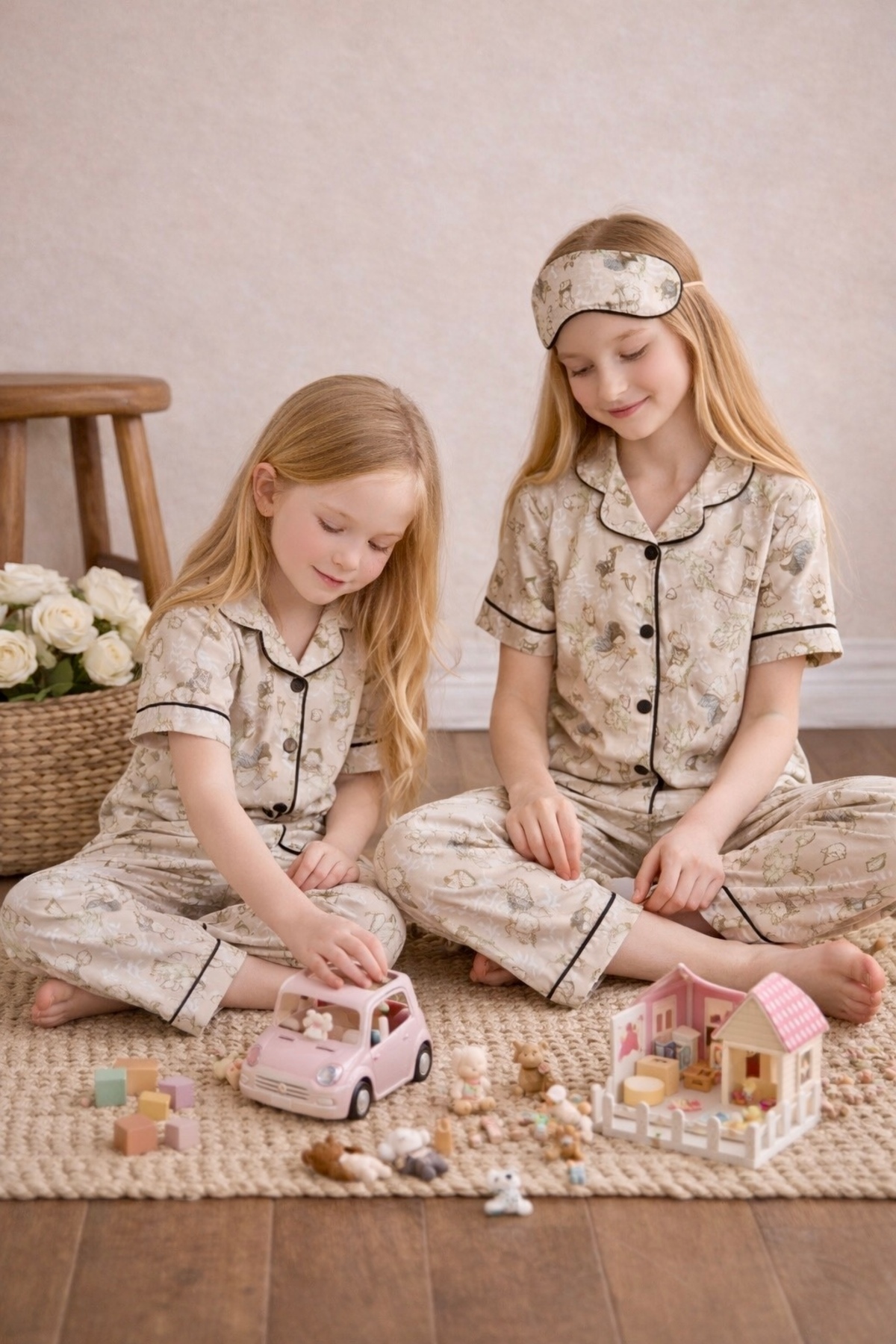 Enie Kız Çocuk Pamuklu Tavşan Desenli Yazlık Göz Bantlı Pijama Takımı fotoğrafı 5 (önizleme)