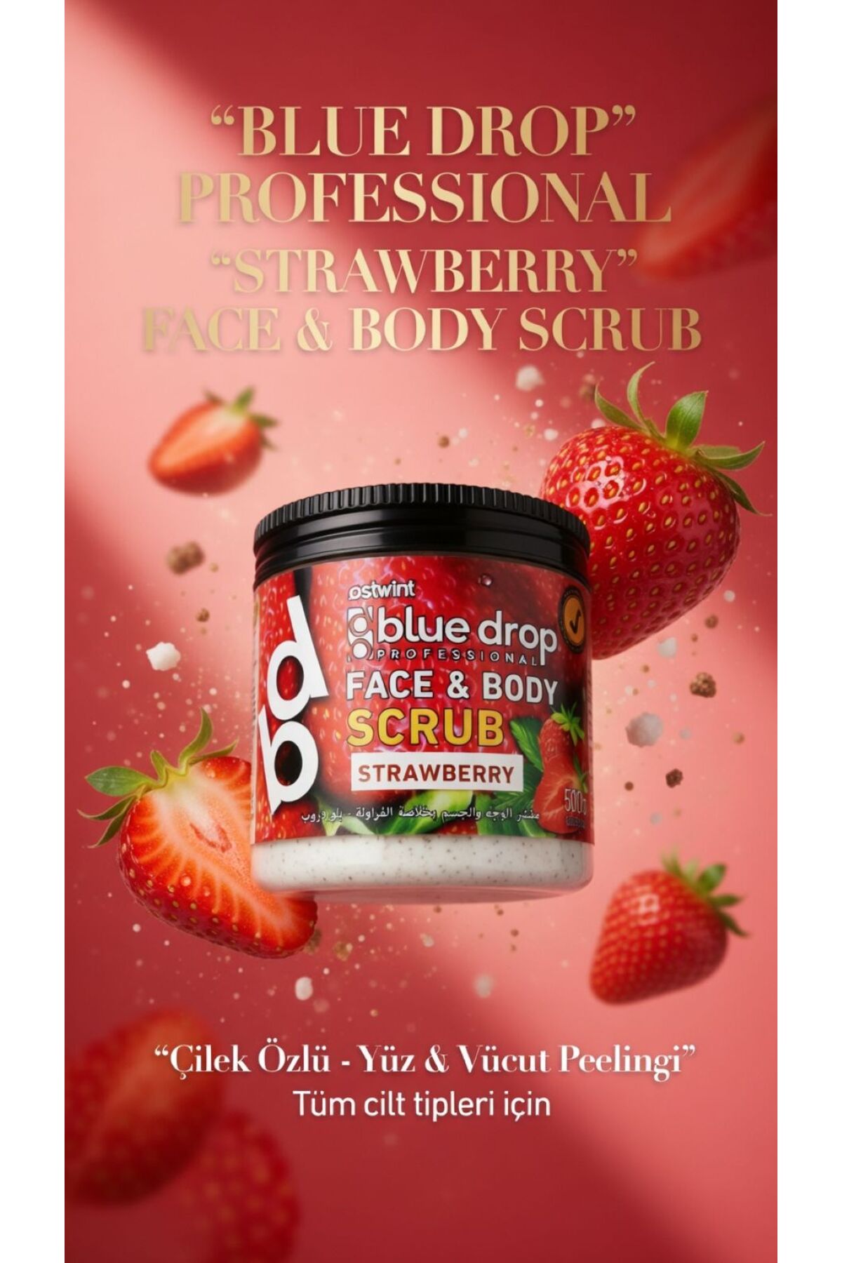 Blue Drop Yüz ve Vücut Peeling Scrub Nemlendirici Bakım Çilek Özlü 500ML — تصویر 8 از 8