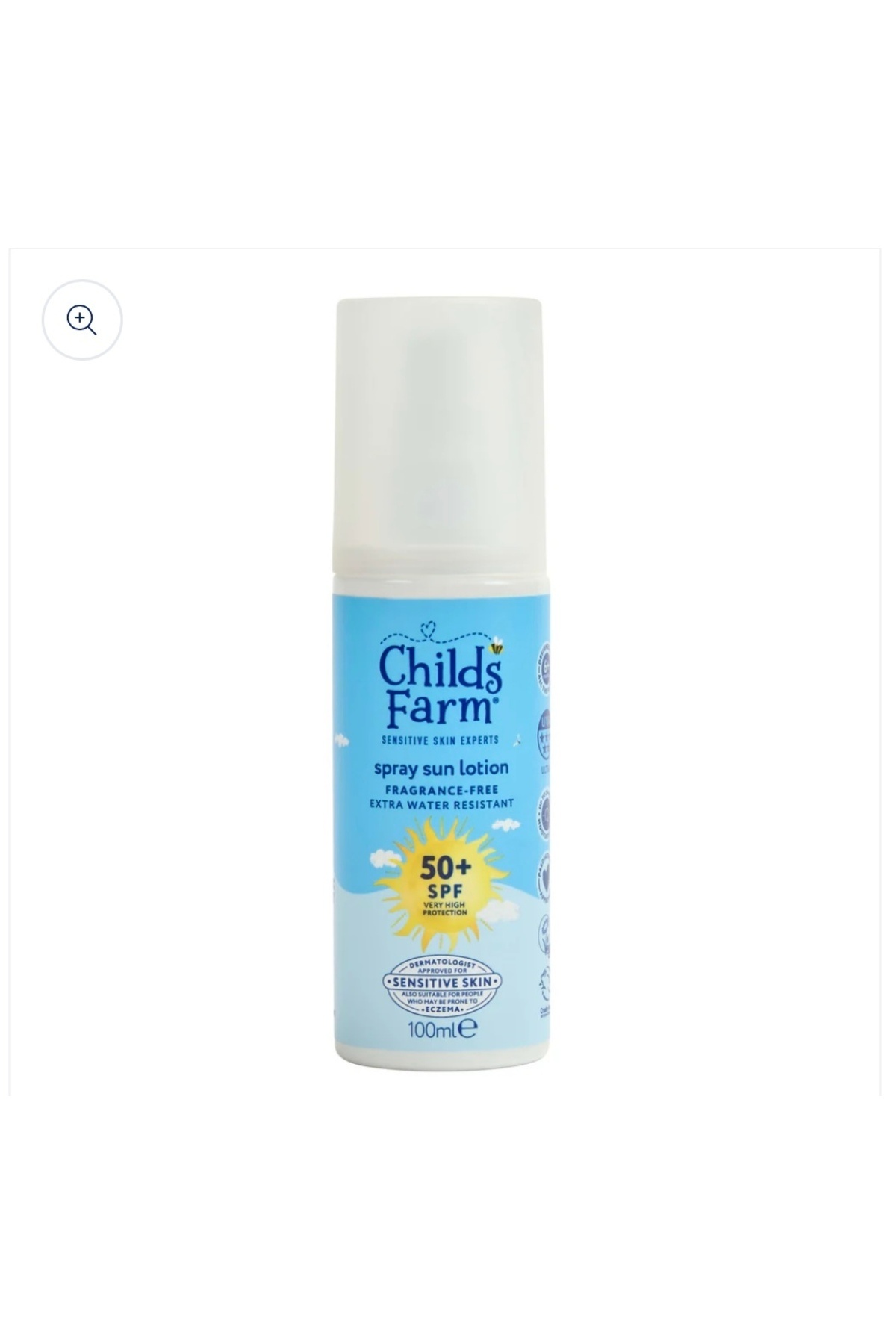 SPF 50+ Sprey Güneş Kremi 100 ml Parfümsüz Hassas Ciltler İçin Suya Dayanıklı — chldsfrm09