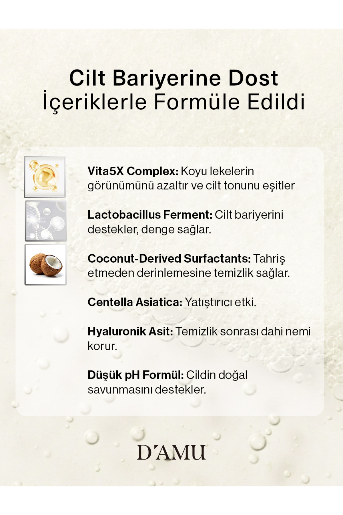 Vita5X Biolacto Low pH Oil to Foam Cleanser Nazik Temizleyici Yüz Yıkama Jeli — DAMU-CLEANSER-150ML — تصویر 3 از 7