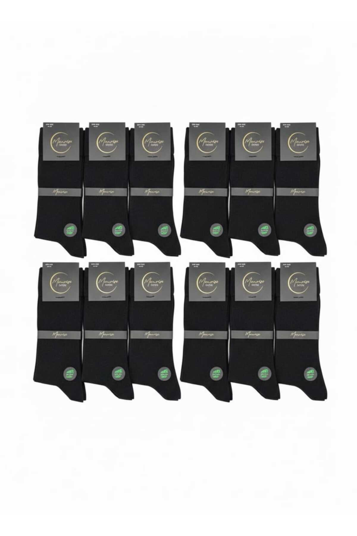 Bamboo Socks Plain Black 12 pairs Boxed