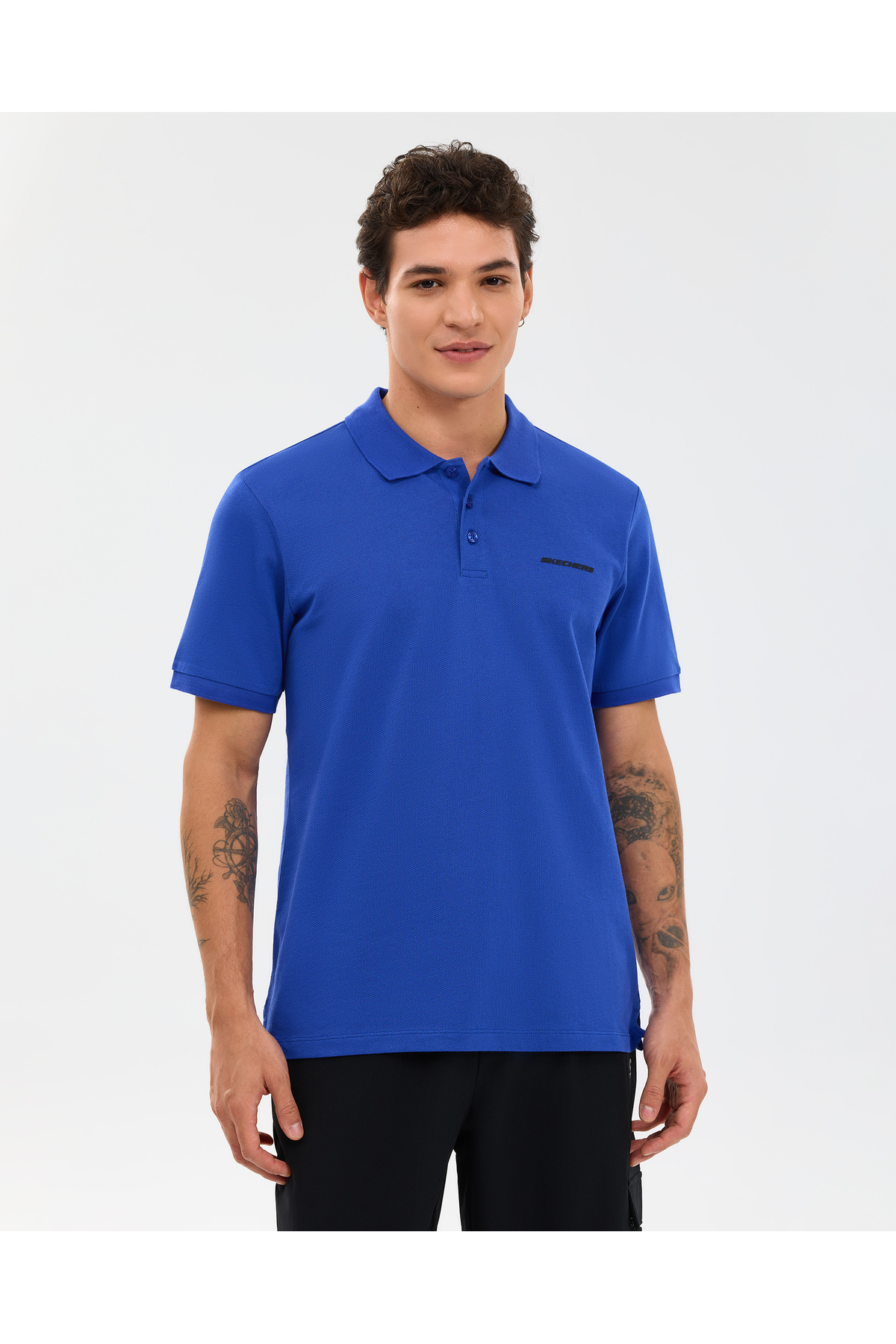 Skechers M Short Sleeve Polo Erkek Mavi Polo Yaka Tshirt S211800