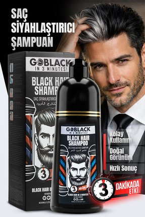 Go Black Saç Siyahlaştırıcı Şampuan Saç Sakal Şampuanı Hızlı Etki