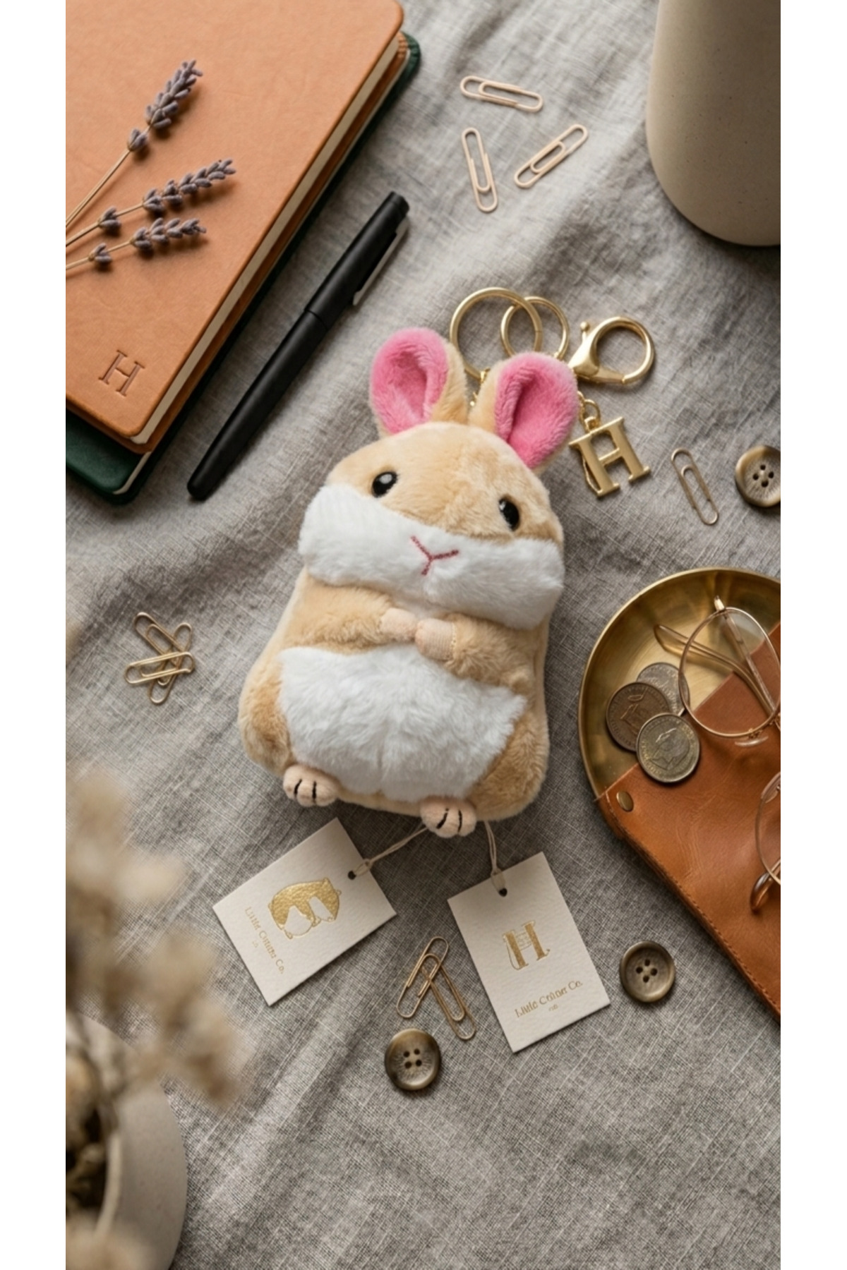 Şirin Sevimli Peluş Hamster Anahtarlık – Doğum Günü Hediyesi – Pofuduk Tavşan Kulaklı Çanta Aksesuarı fotoğrafı 3 (önizleme)