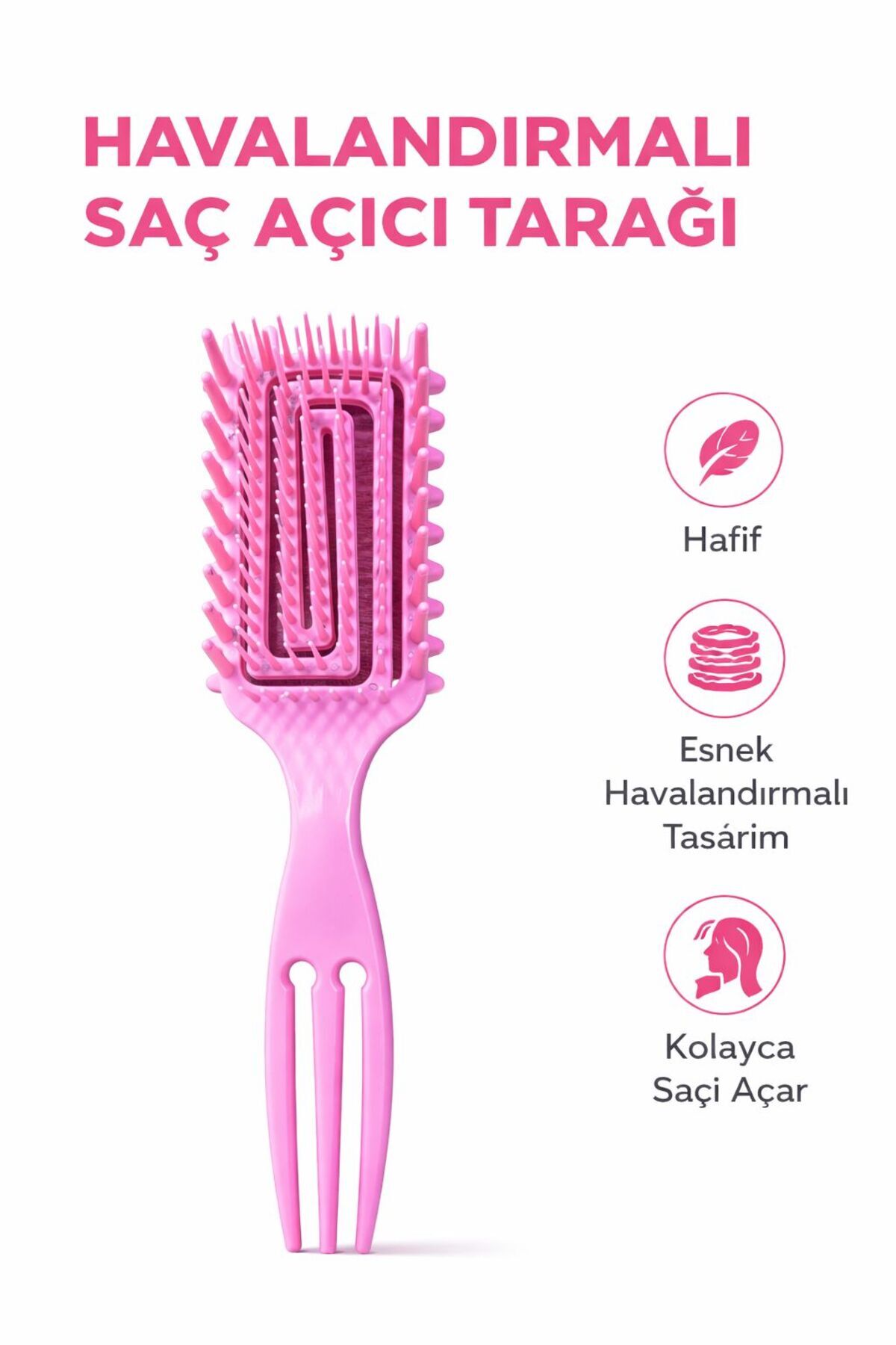 Valissa Magical Curl Bukle Belirginleştici 3 Amaçlı Saç Fırçası — صورتی VLS3BT