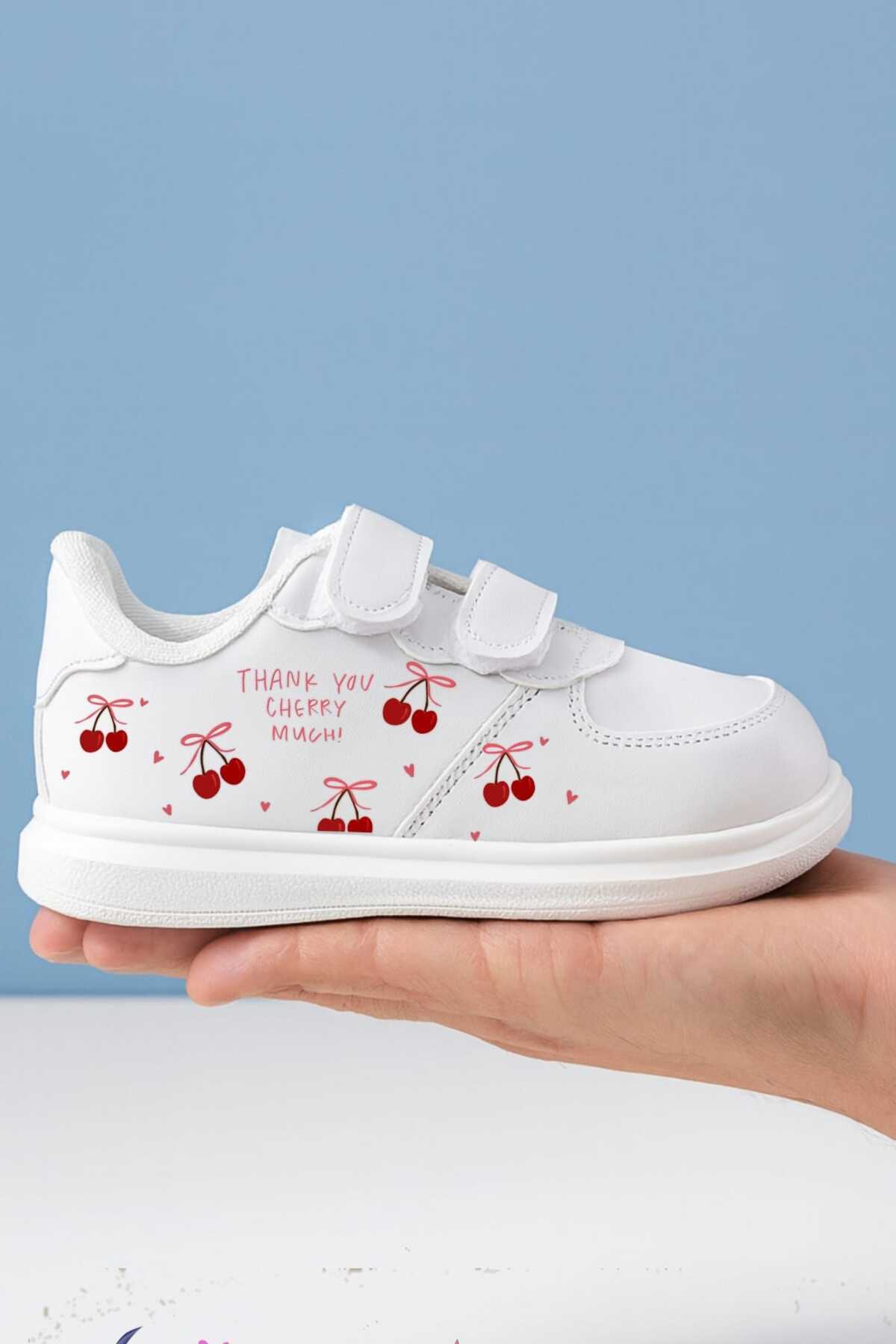 Cool Sweet Girls' Cherry Printed Sports Shoes with Sneaker Strap