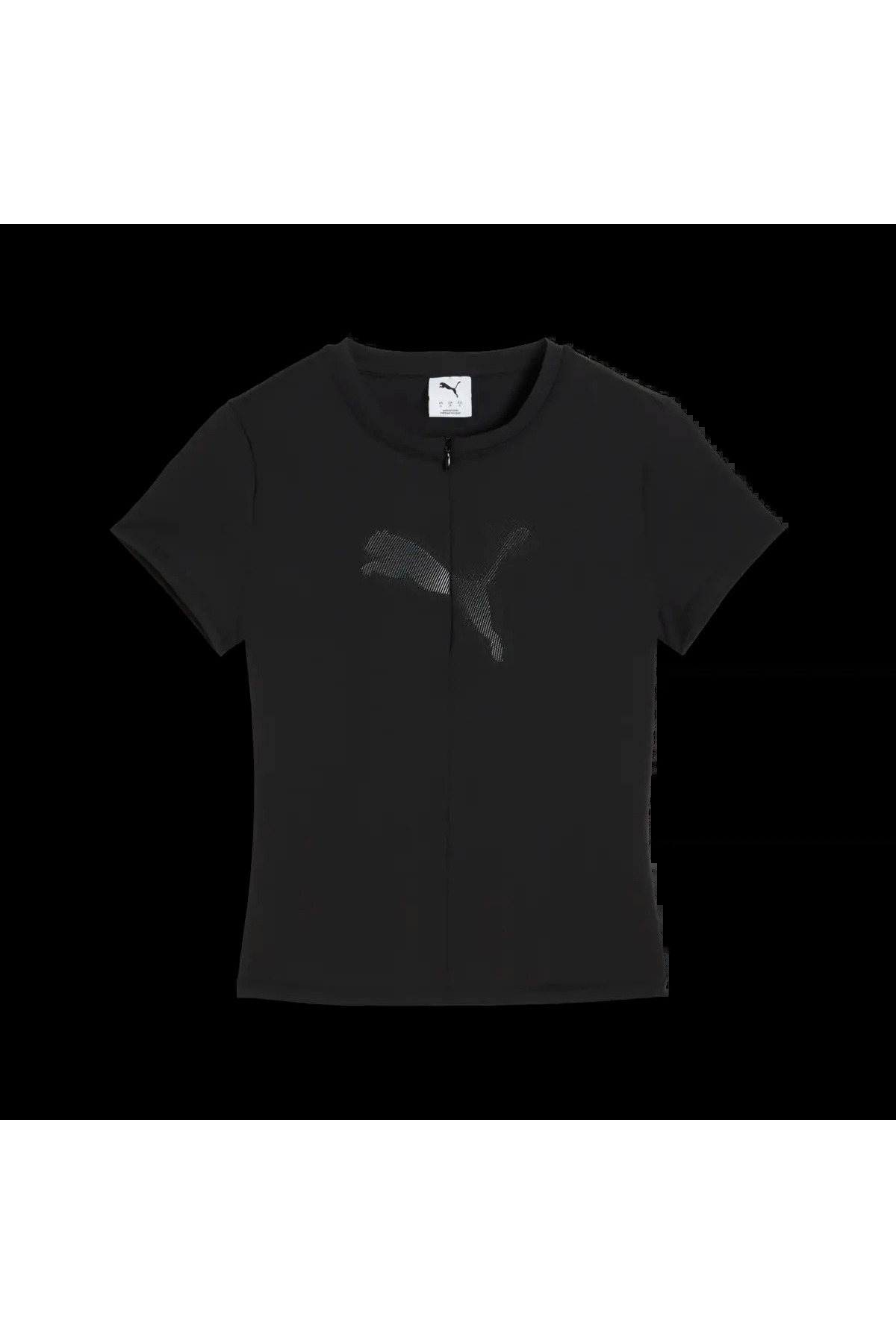 Puma DARE TO Slim Graphic Tee Siyah Kadın Fermuar Detaylı Dar Kesim T-Shirt