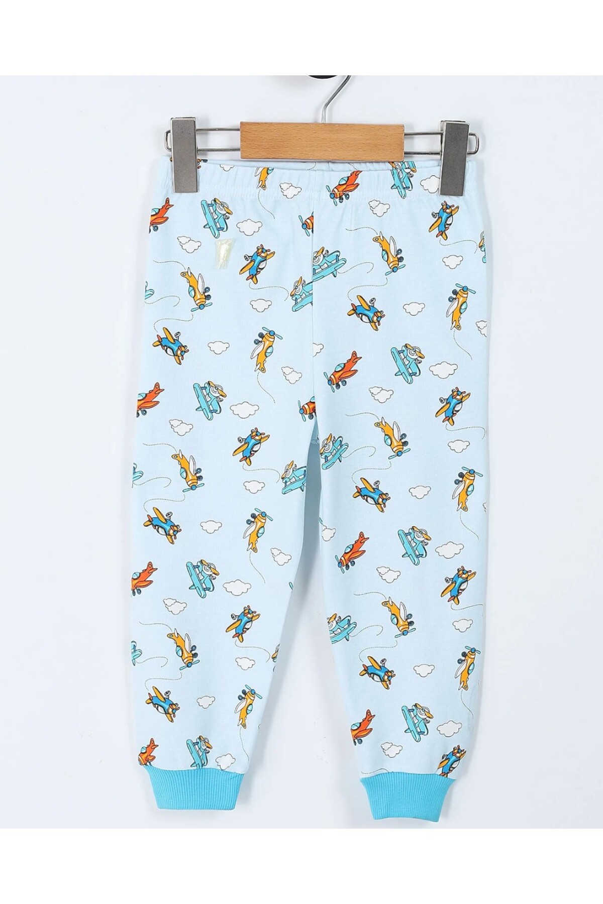 Egelite Erkek Çocuk Çıtçıtlı Uçak Baskılı 2-6 Yaş %100 Pamuklu Mevsimlik Gecelik Pijama Takımı fotoğrafı 3 (önizleme)