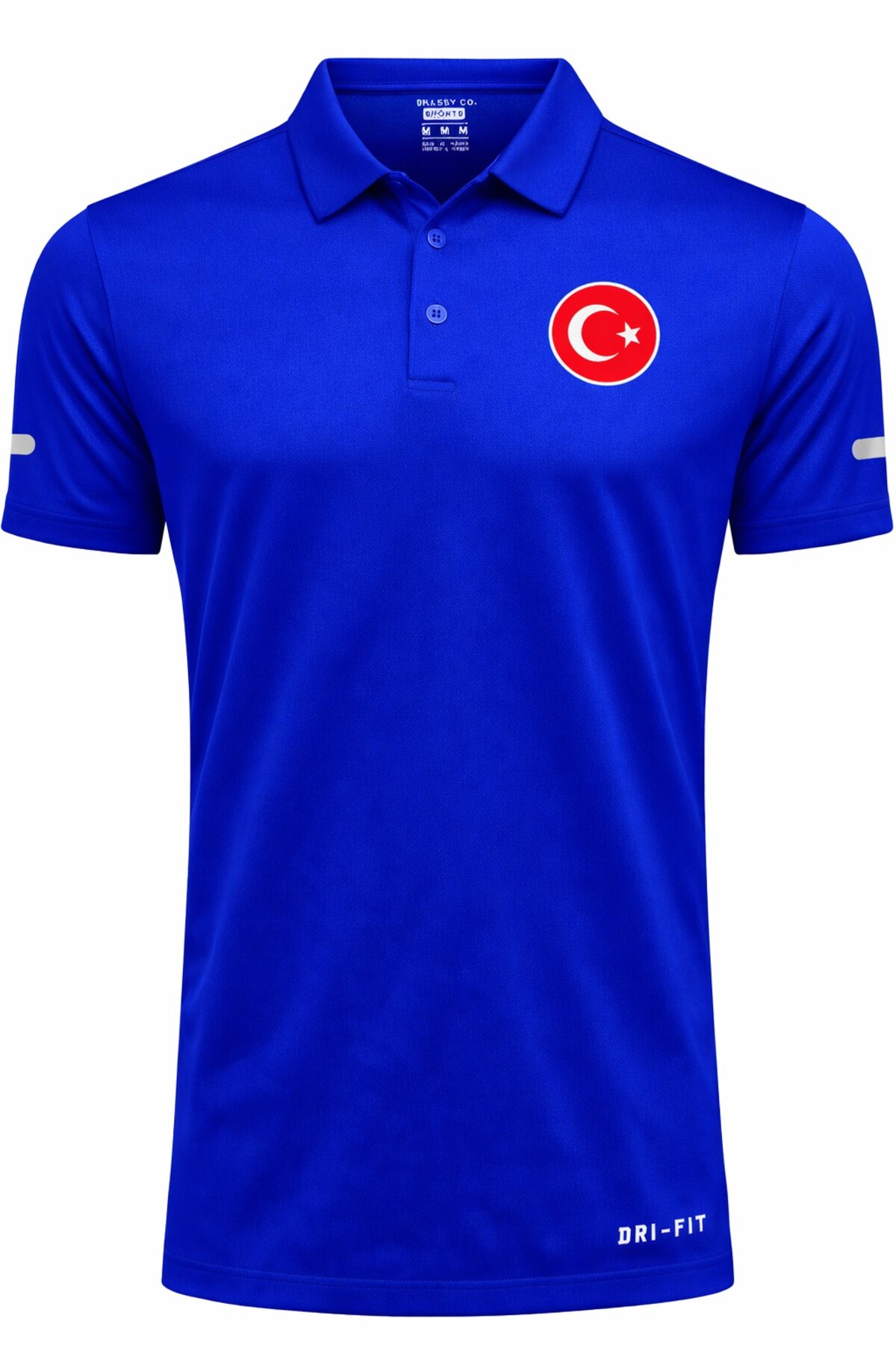 Polo Neck Lightweight Flexible Fast Drying Fabric Sports T-Shirt with Turkish Flag Logo