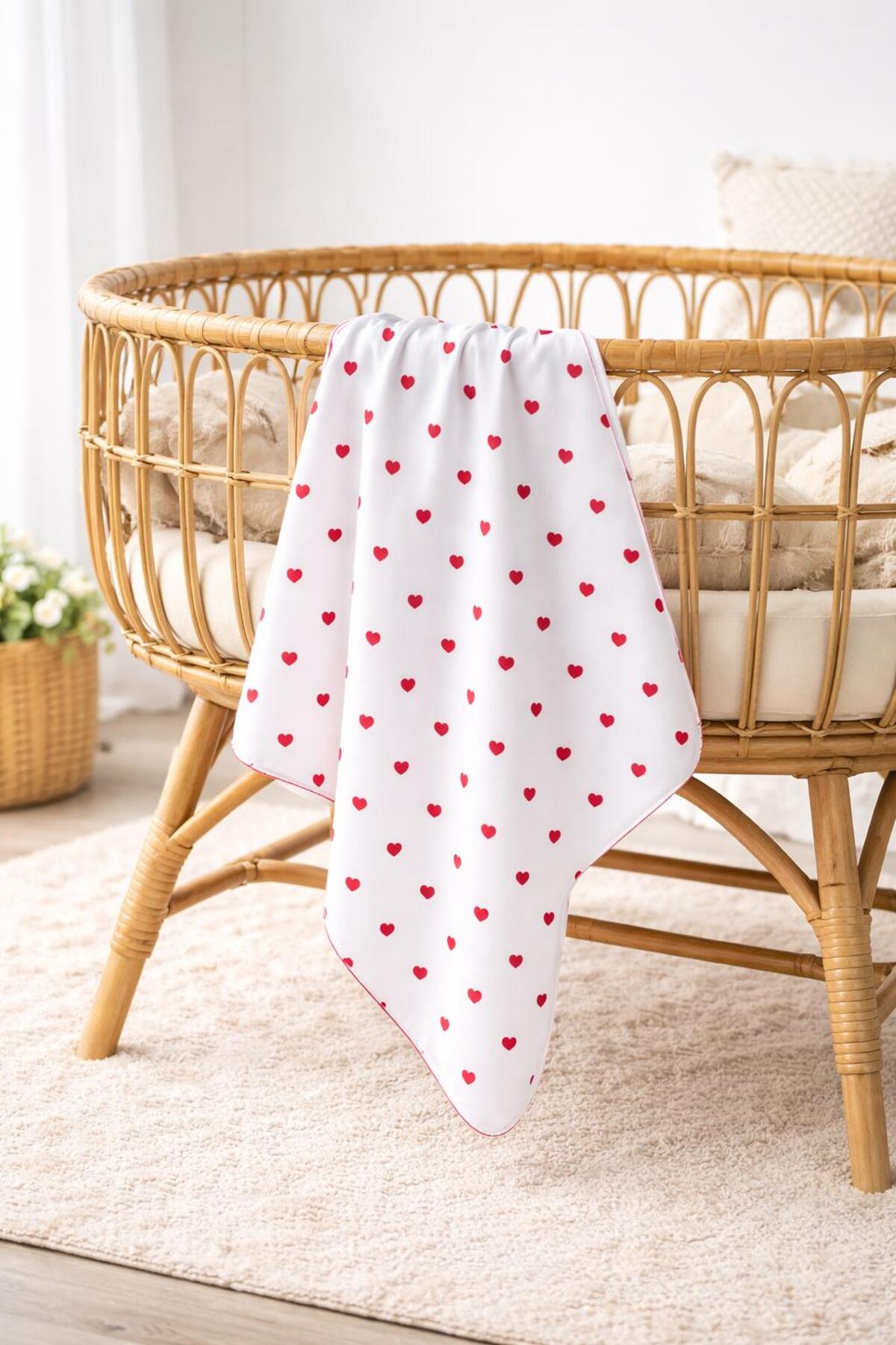 Multi-Purpose Muslin Blanket Newborn Baby Girl-Boy Blanket Cotton Summer Heart Pattern