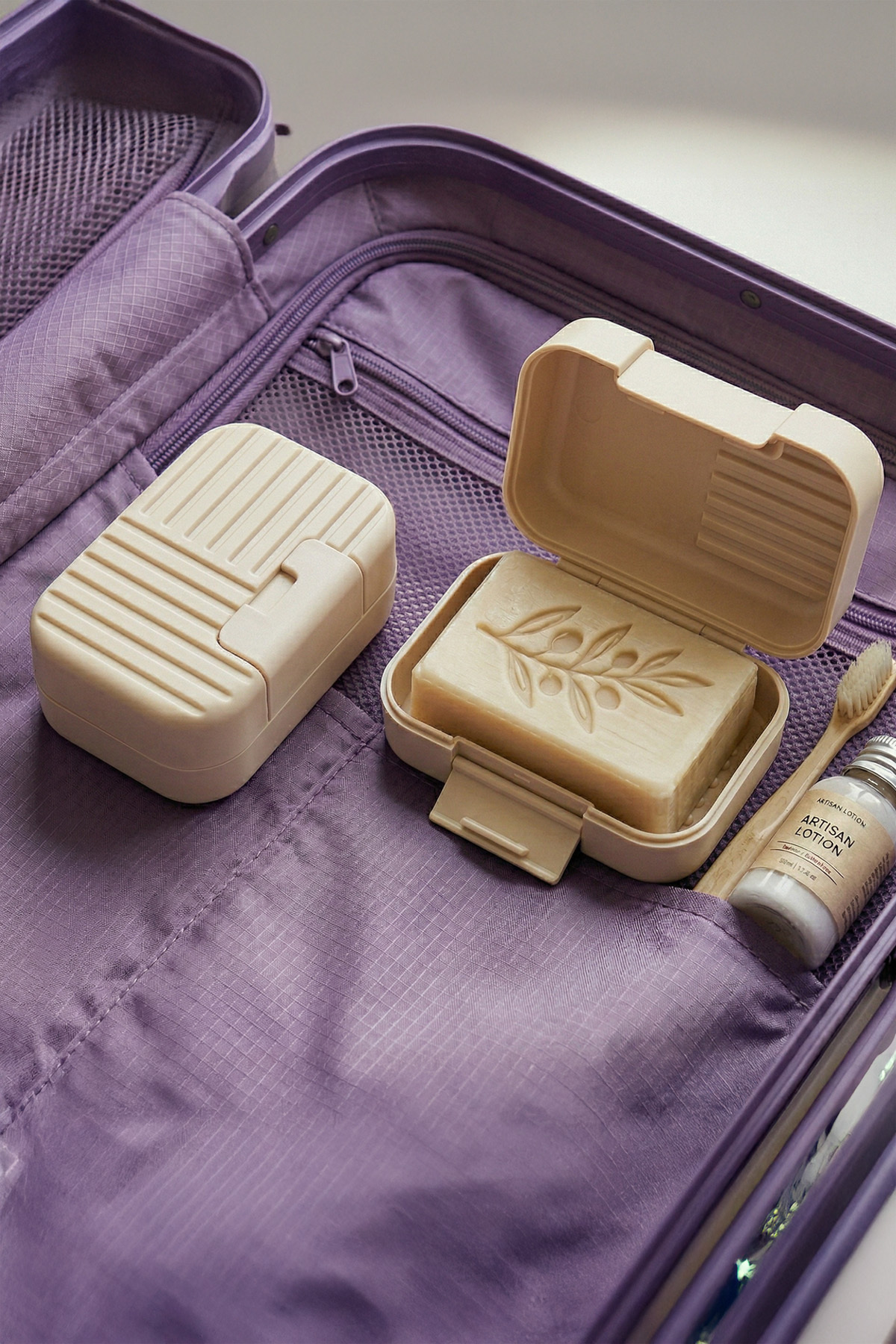 2-Piece Travel Solid Soap Container Leakproof Soap Dispenser with Box Lid Portable Soap Container Organizer