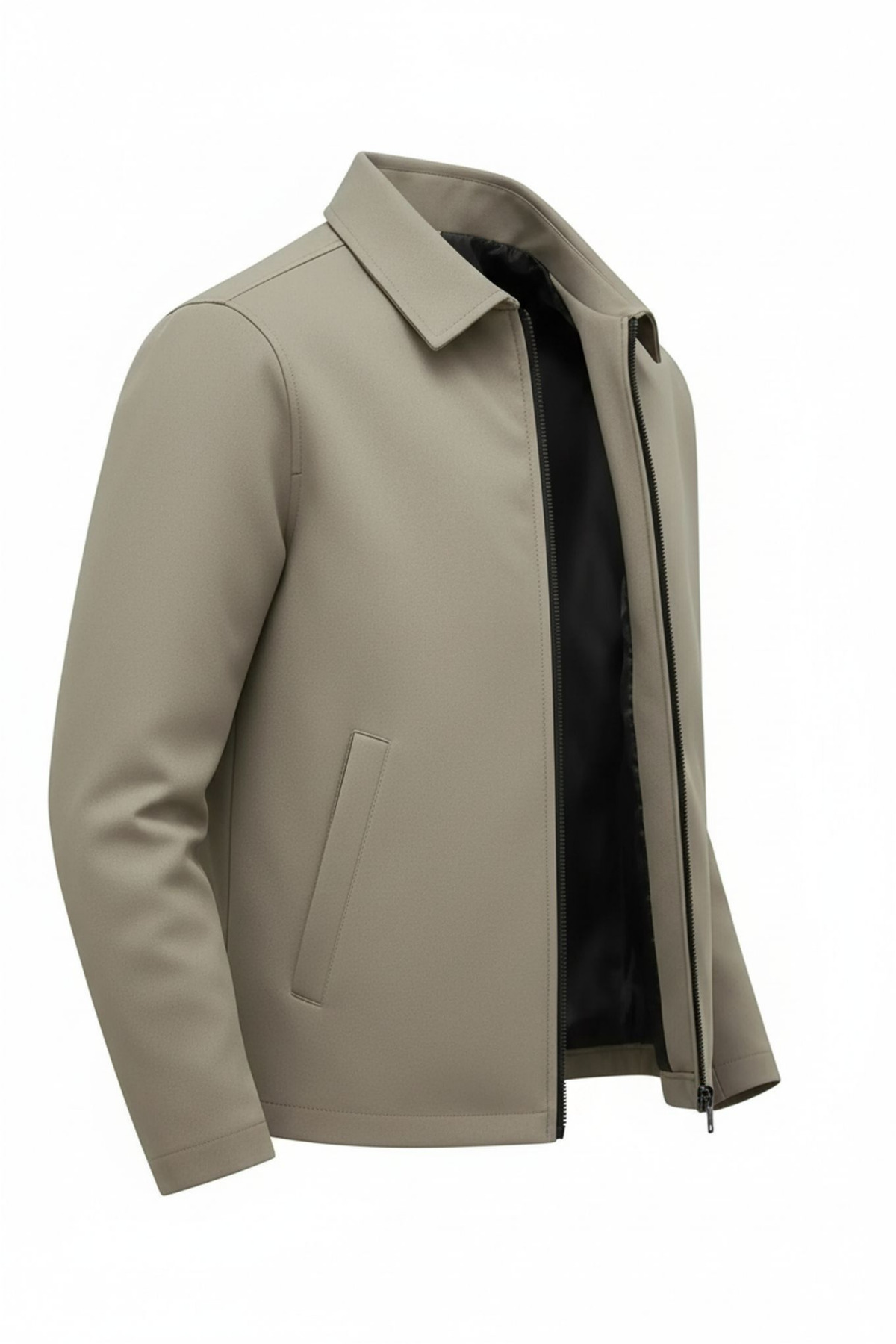 SİVAİST  Krem Erkek Pamuk Polyester Karışımlı Yakalı Bonded Kumaş Su Ve Rüzgar Geçirmez Mevsimlik&Yazlık Mont - Görsel 3