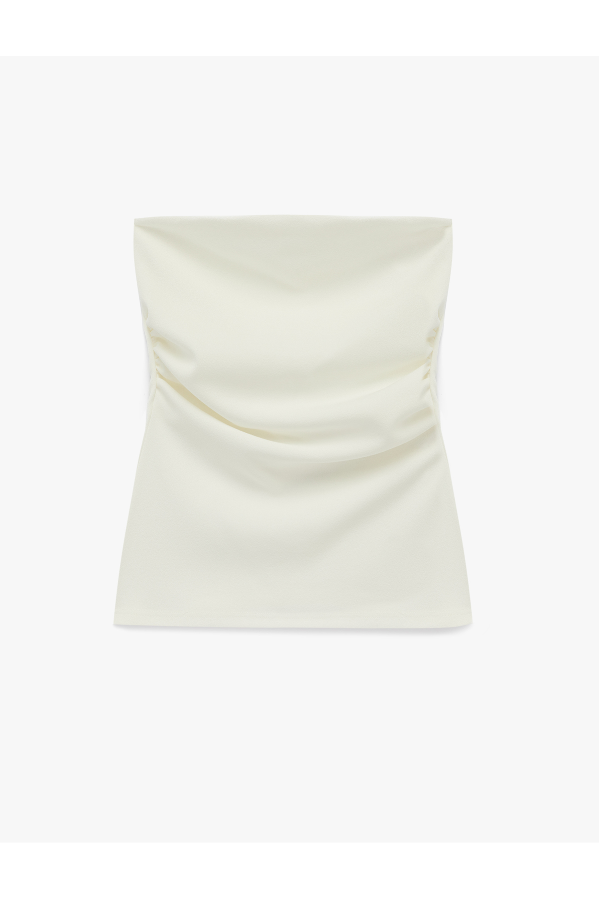 Koton Slim Fit Bel Vurgulu Drape Detaylı Straplez Top görsel 5